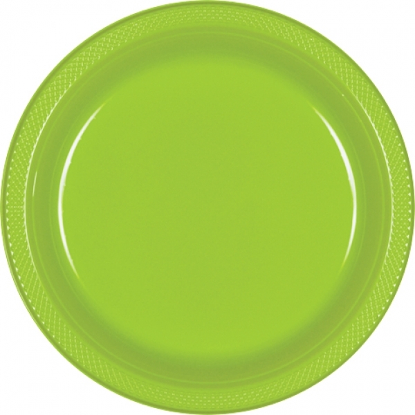 Lime Green Large Plastic Plates (Pack of 20)