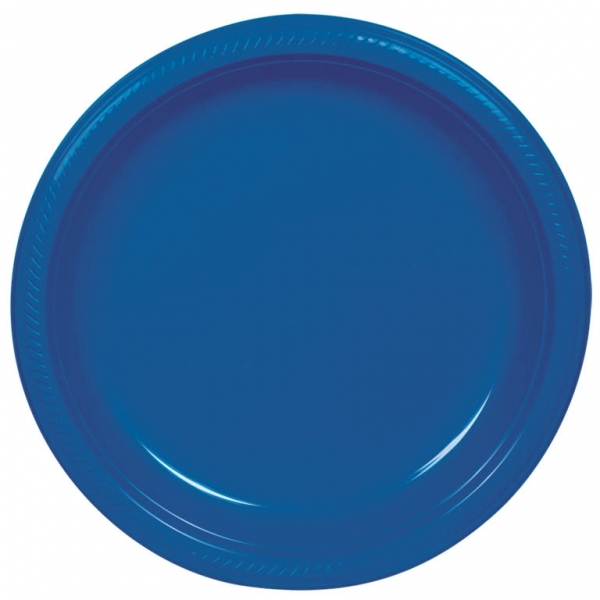 Marine Blue Large Plastic Plates (Pack of 20)