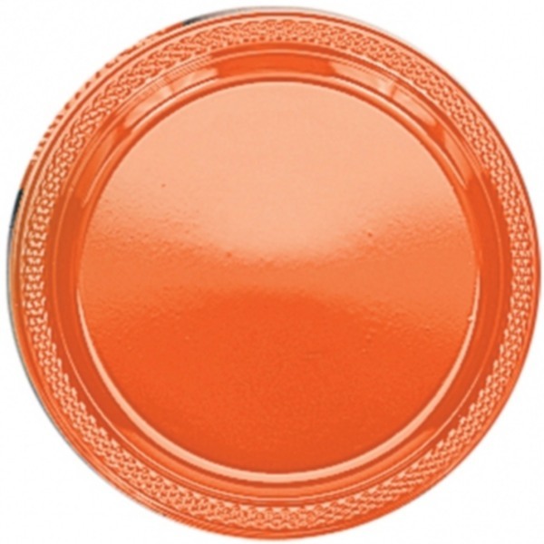 Orange Large Plastic Plates (Pack of 20)