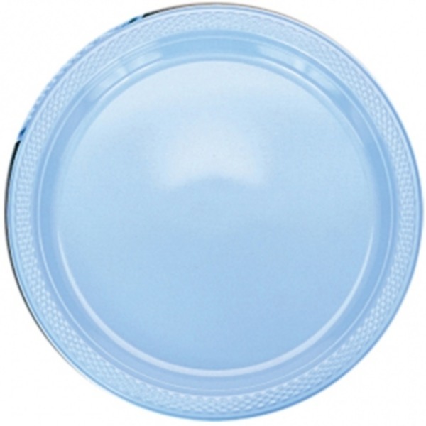 Powder Blue Large Plastic Plates (Pack of 20)