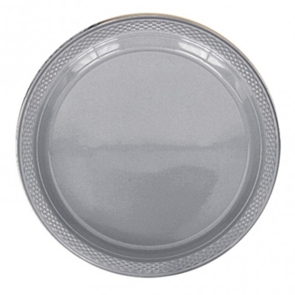 Silver Large Plastic Plates (Pack of 20)