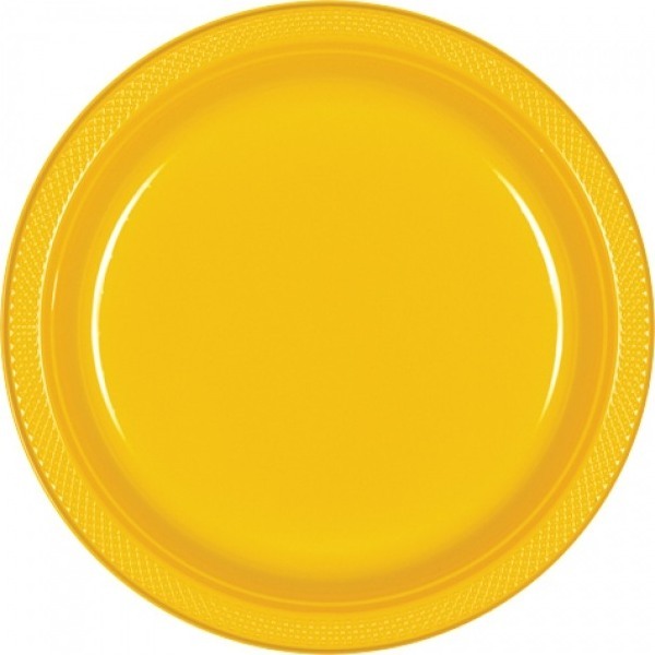 Yellow Large Plastic Plates (Pack of 20)