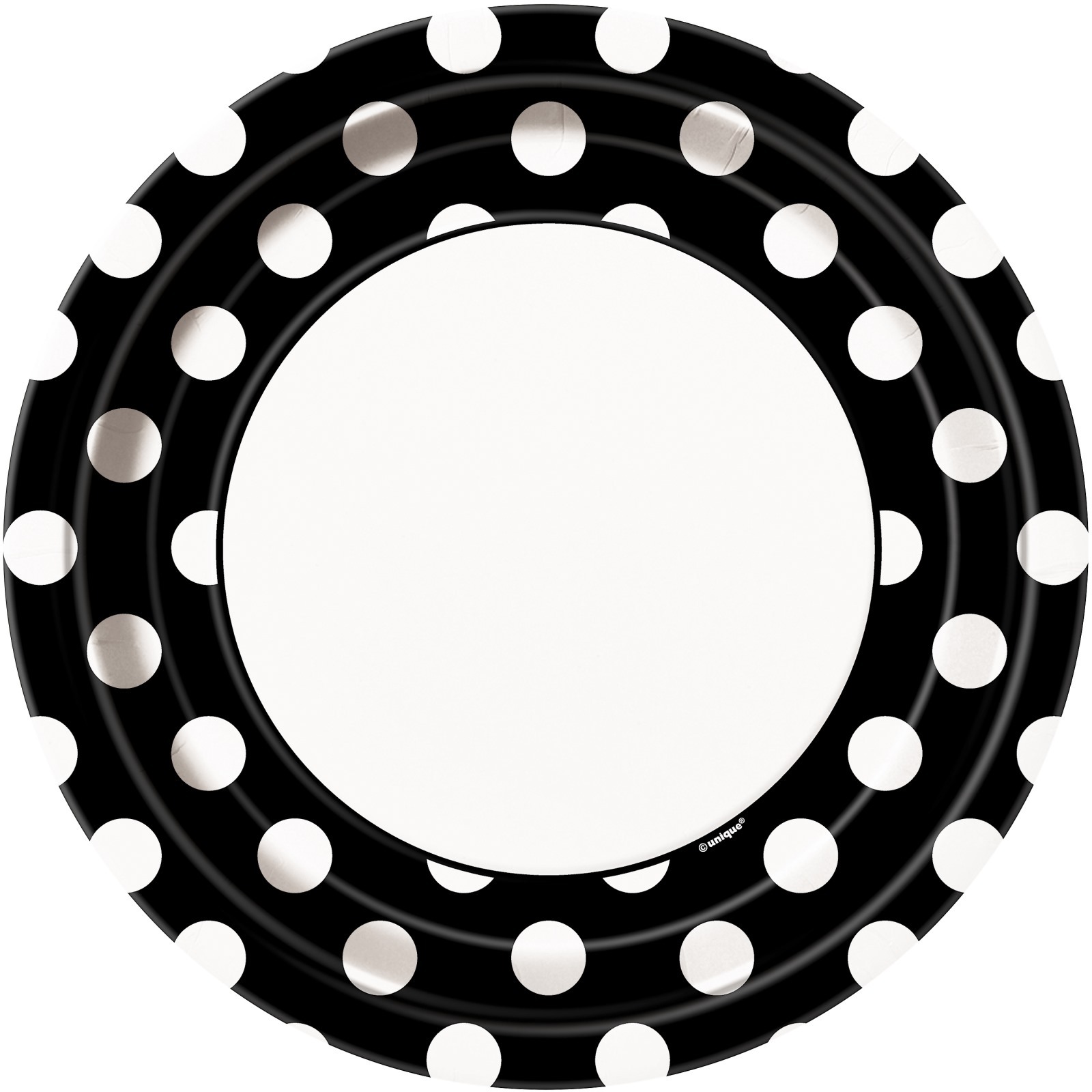 Black Polkadot Large Plates (Pack of 8)