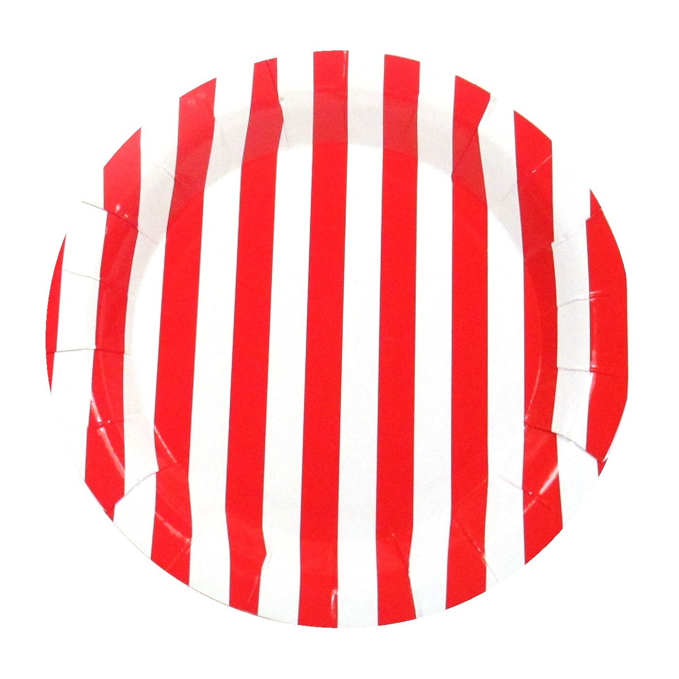 Red and White Stripe Large Plates (Pack of 10)