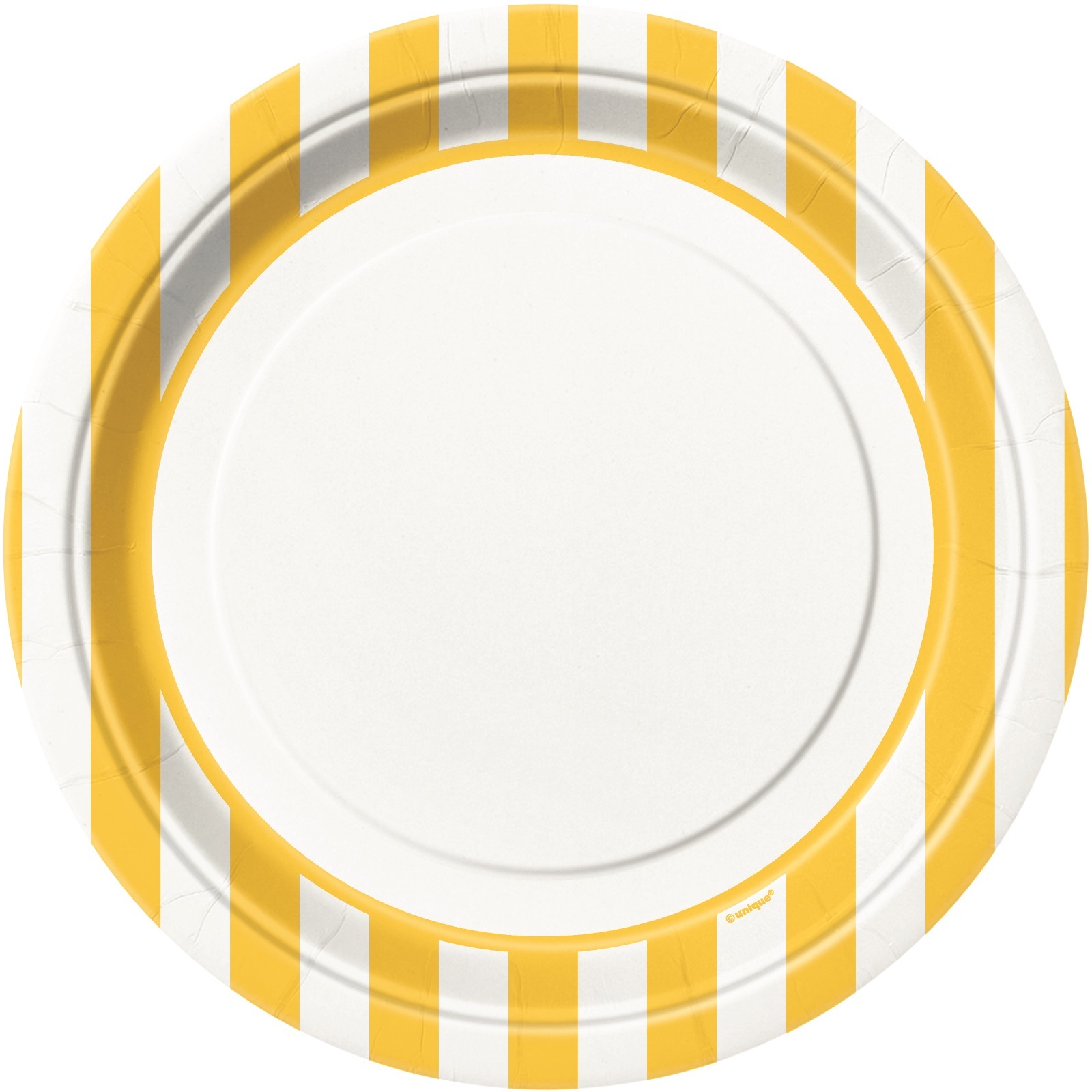 Yellow and White Striped Large Paper Plates (Pack of 8)