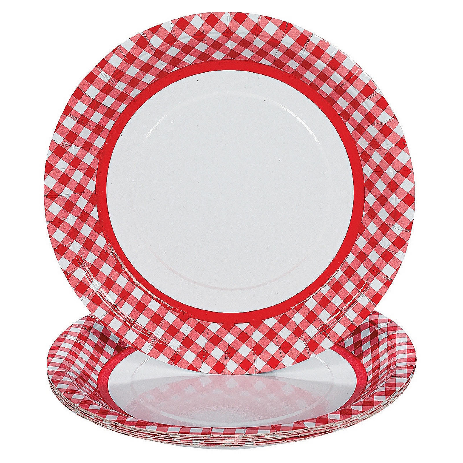 Red Gingham Large Paper Plates (Pack of 24)