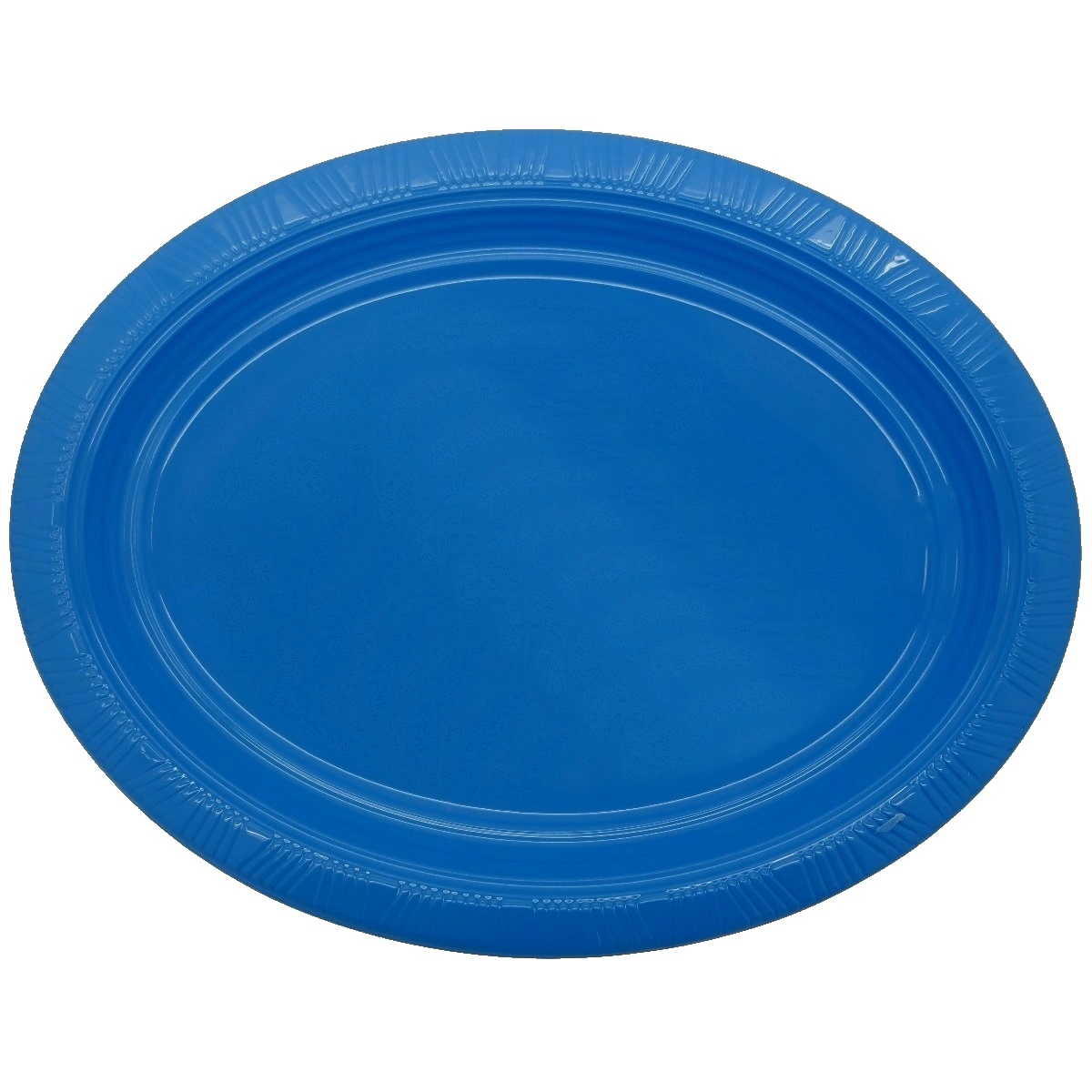 Royal Blue Oval Large Plastic Plates (Pack of 5)