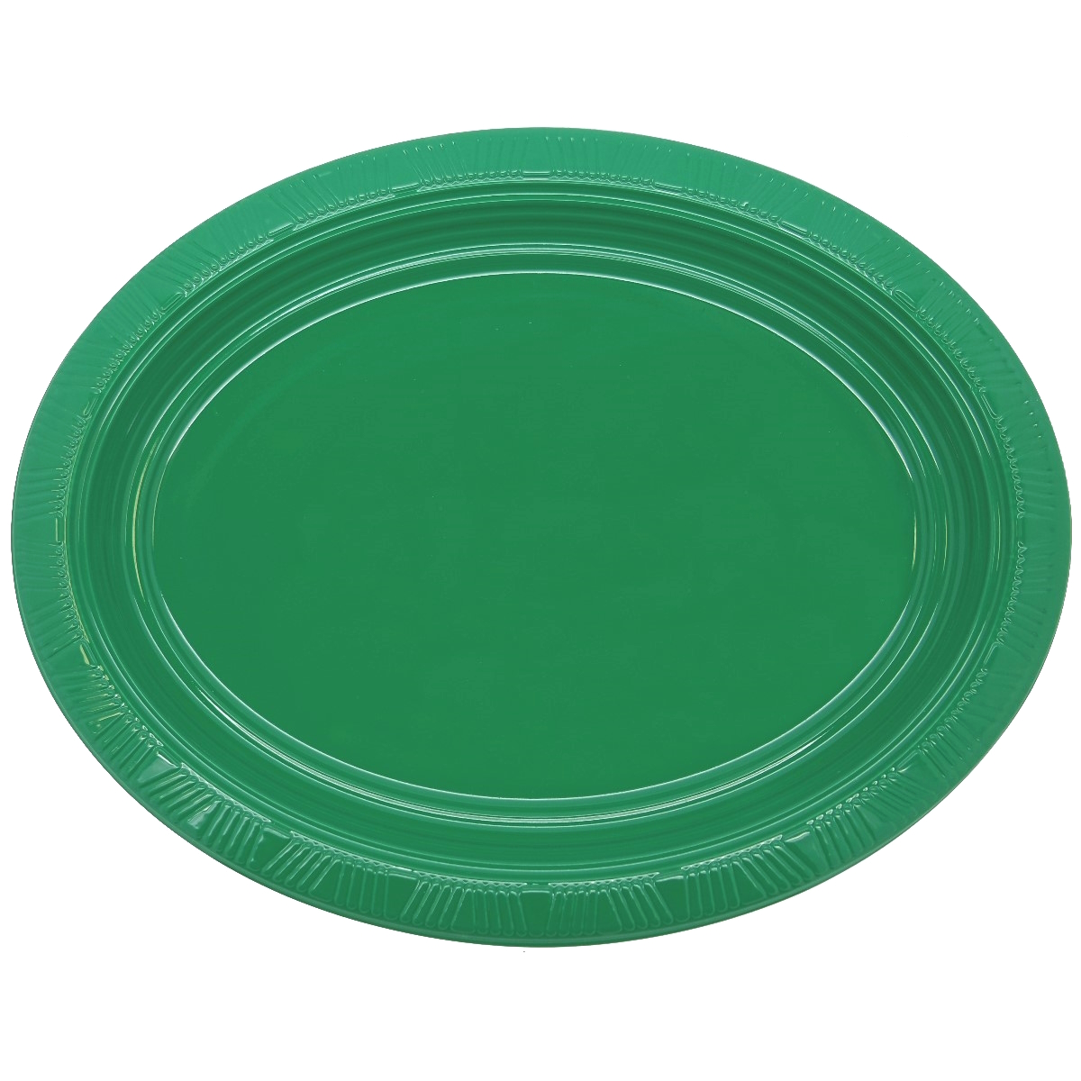 Green Oval Large Plastic Plates (Pack of 5)