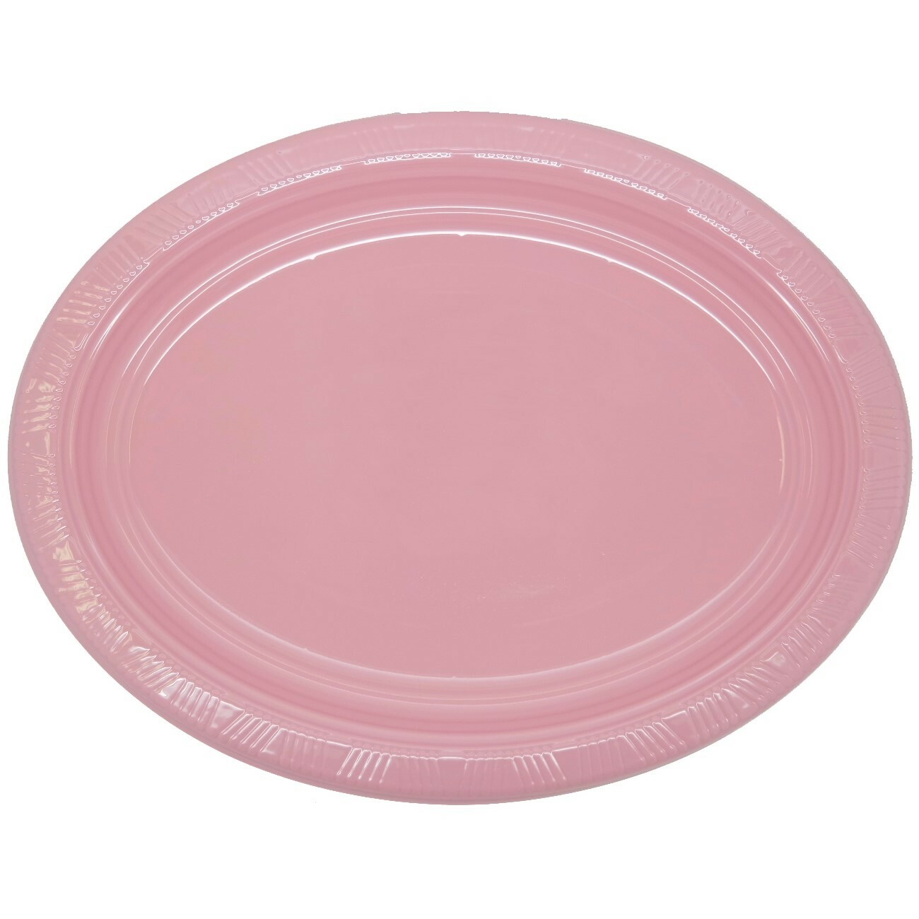 Light Pink Oval Large Plastic Plates (Pack of 5)