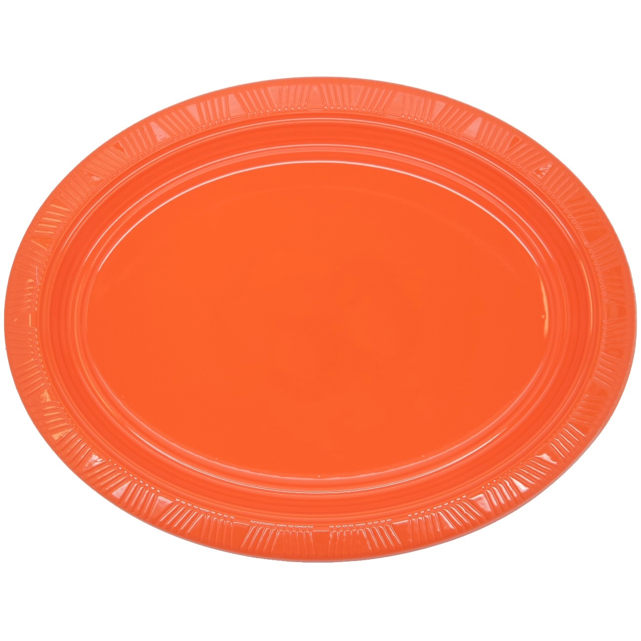 Orange Oval Large Plastic Plates (Pack of 5)