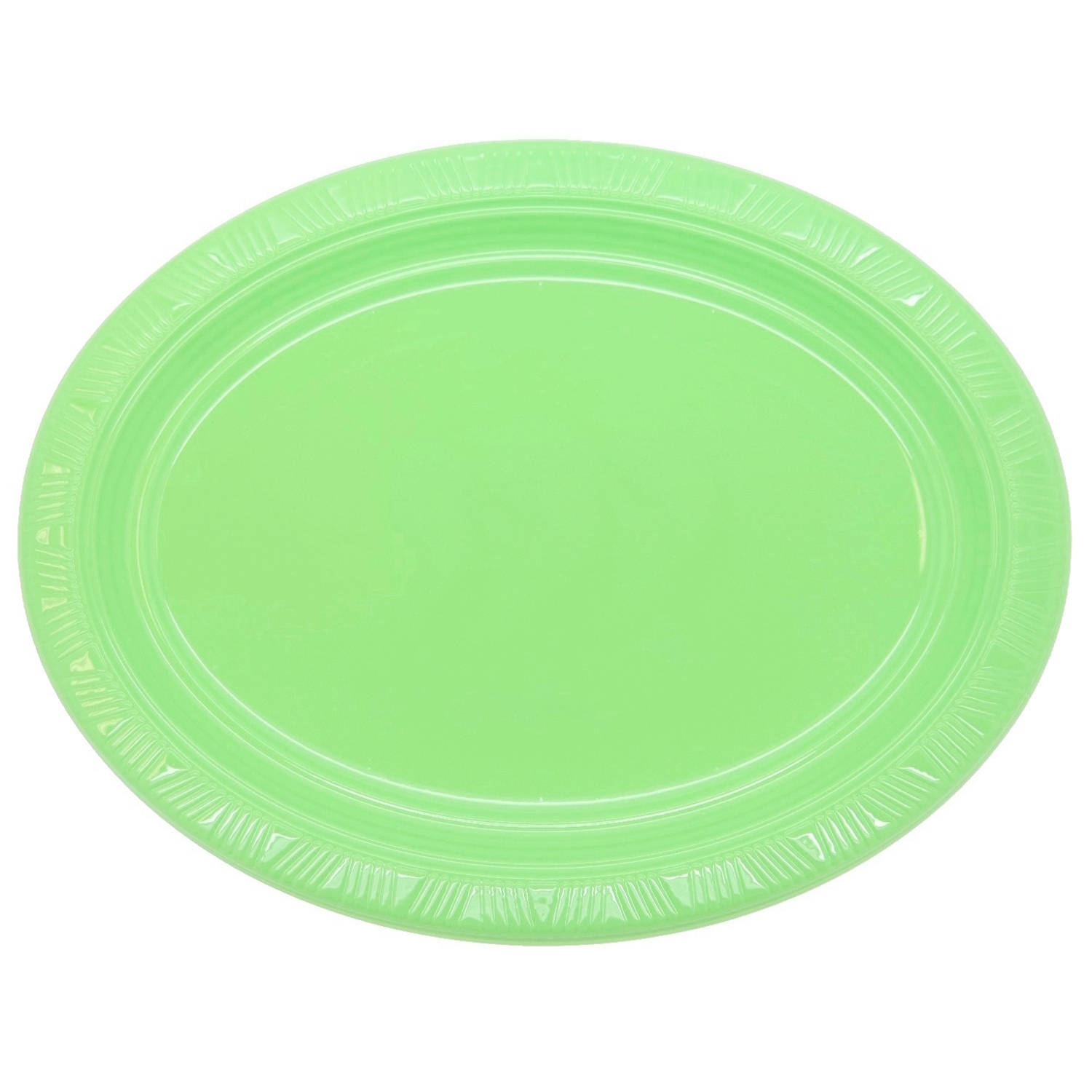 Apple Green Oval Large Plastic Plates (Pack of 5) 