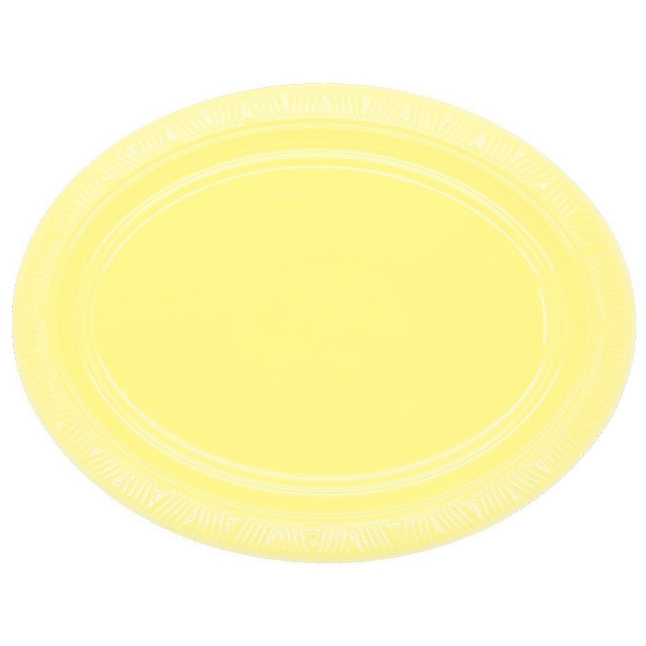 Pastel Yellow Oval Large Plastic Plates (Pack of 5) 