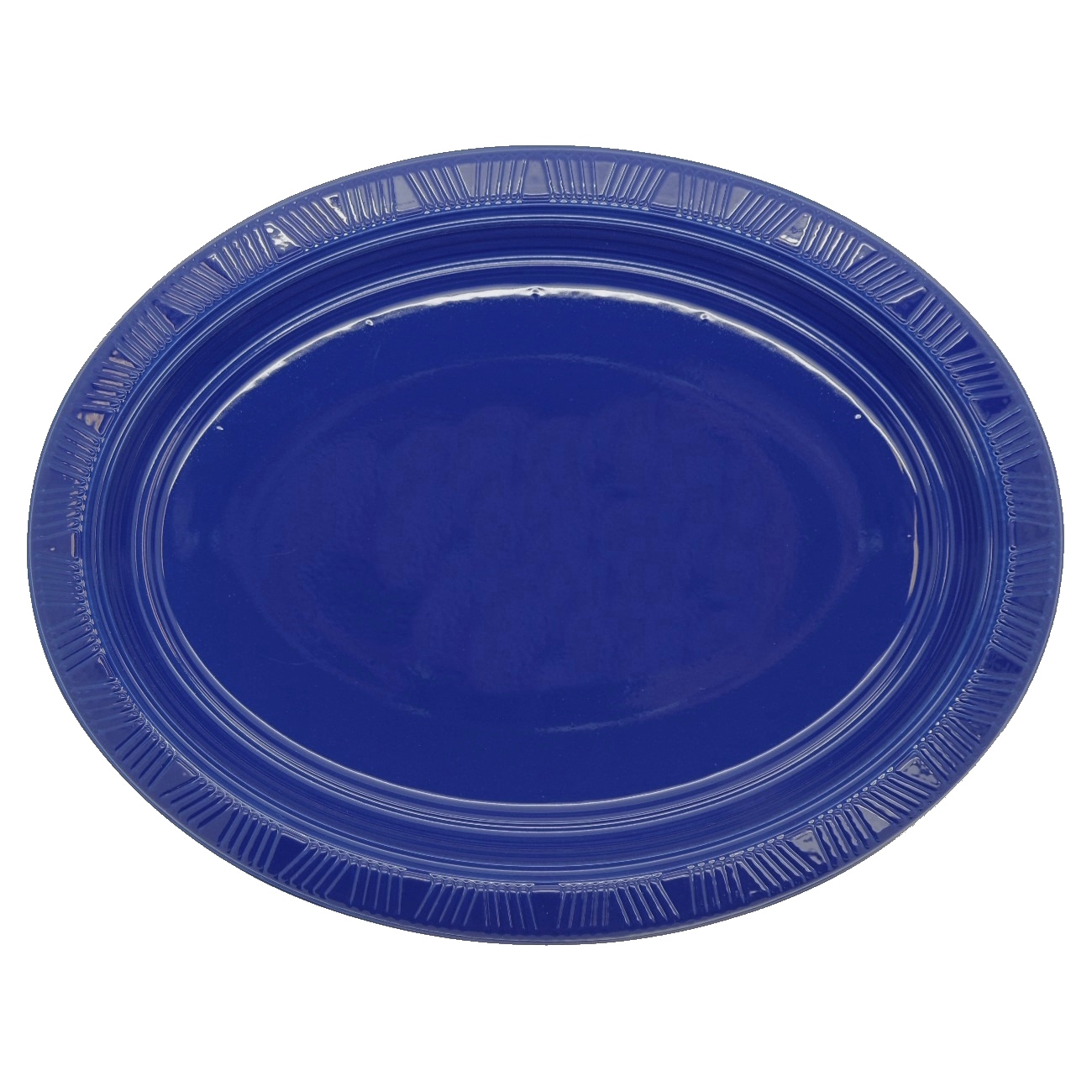 True Navy Blue Oval Large Plastic Plates (Pack of 5)