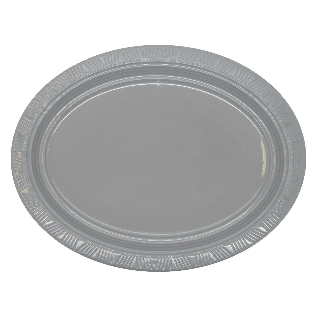 Silver Oval Large Plastic Plates (Pack of 5)