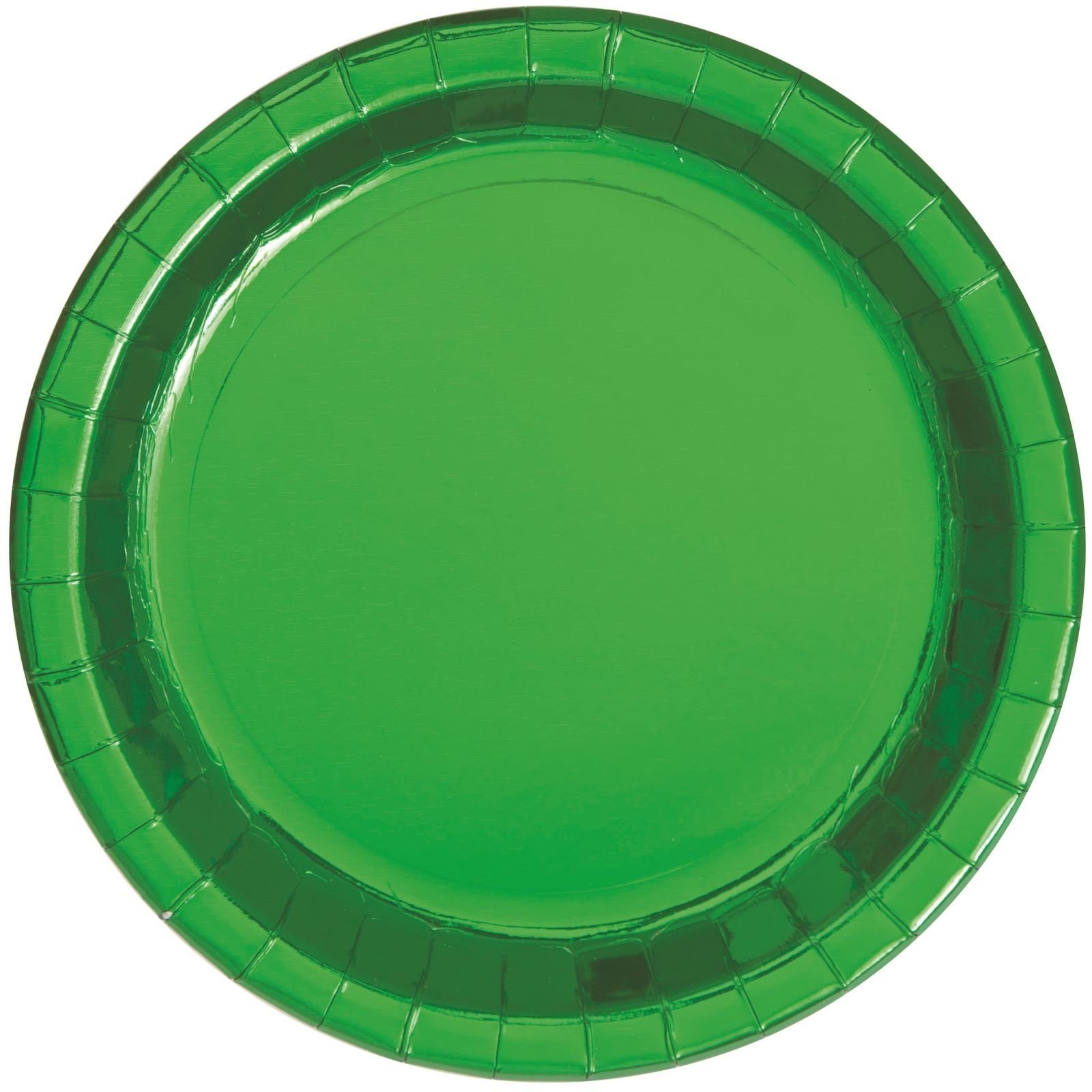 Green Foil Large Round Paper Plates (Pack of 8)