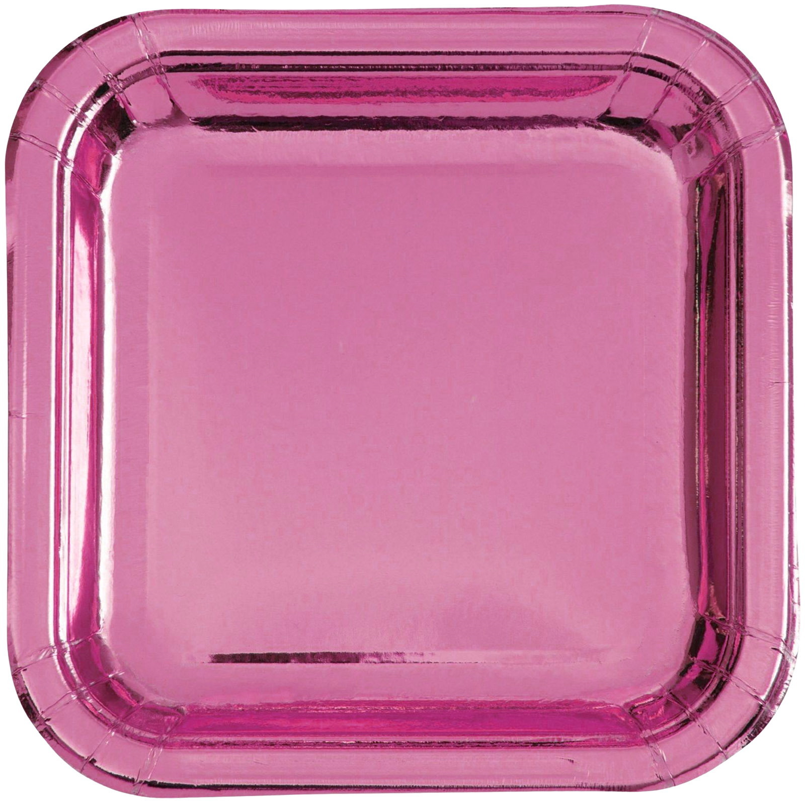 Hot Pink Foil Large Square Paper Plates (Pack of 8)