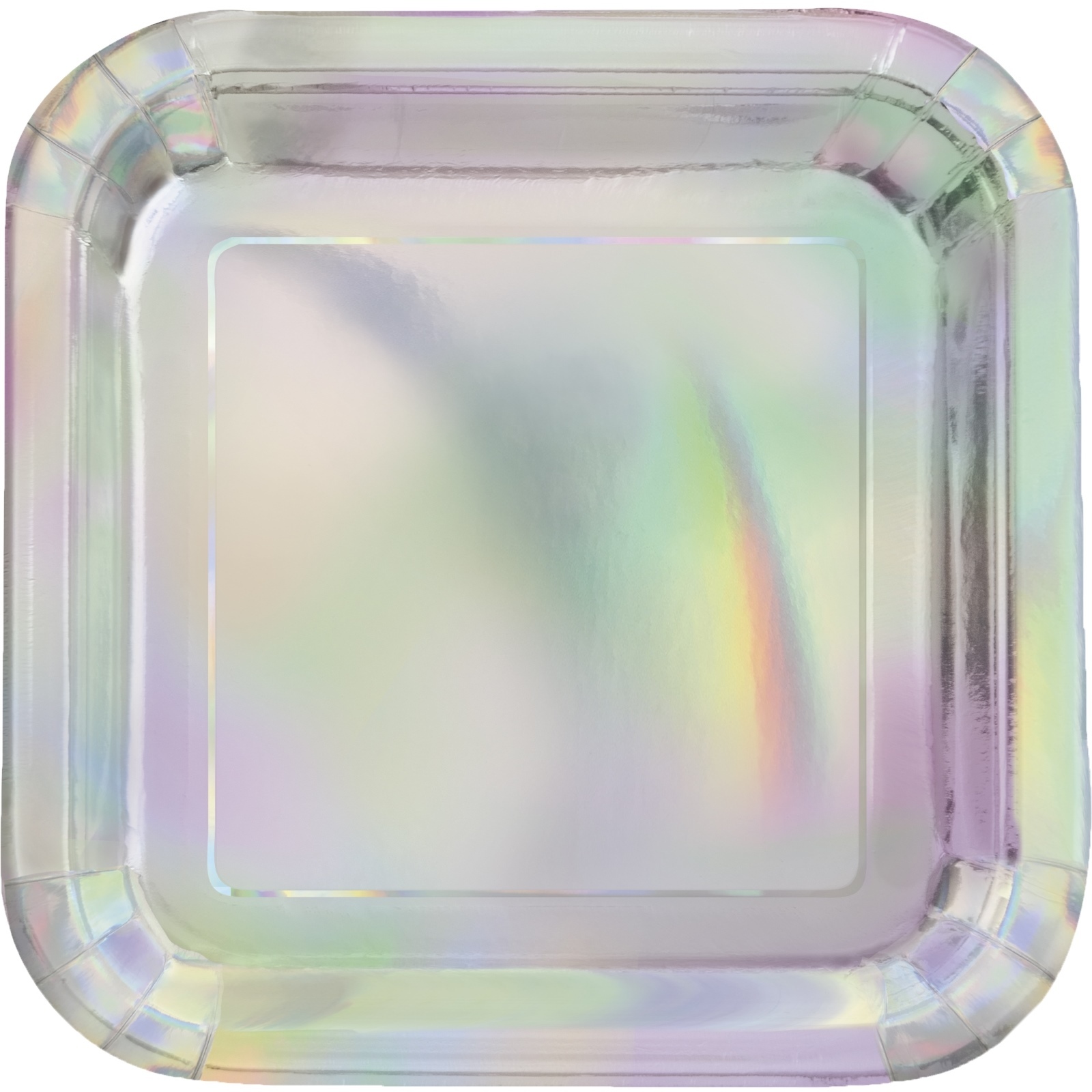 Silver Iridescent Large Square Paper Plates (Pack of 8)