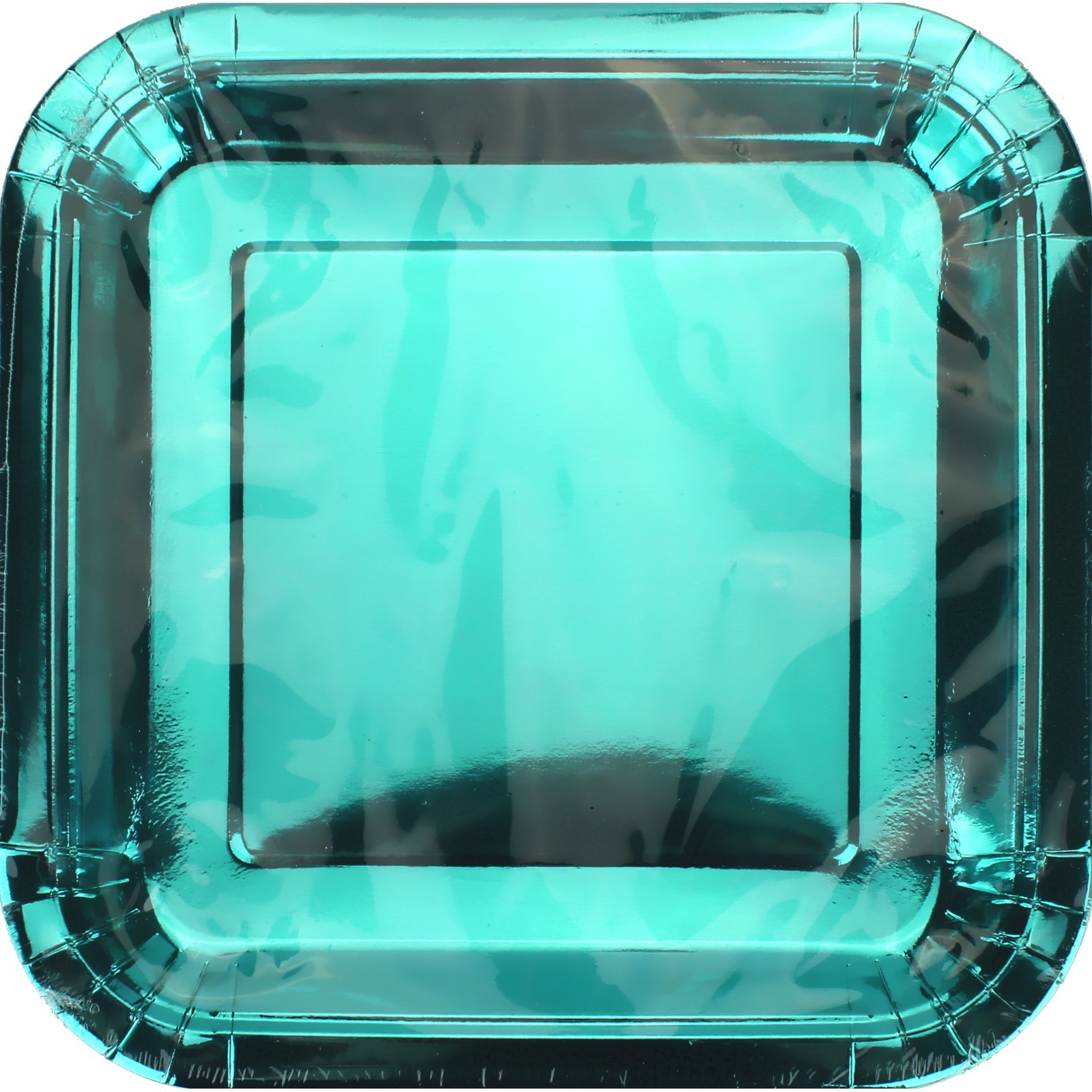 Teal Foil Large Square Paper Plates (Pack of 8)