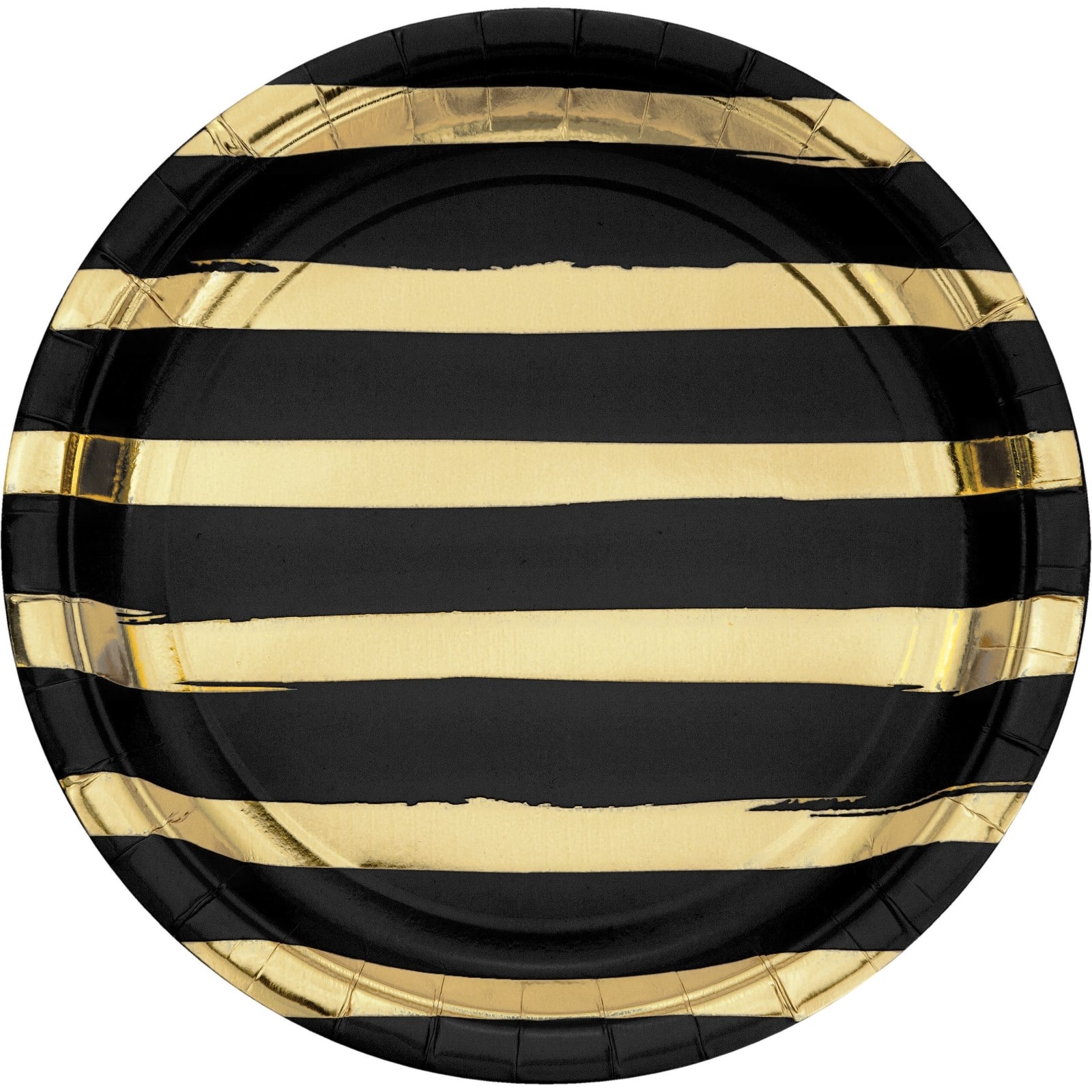 Black and Gold Foil Stripe Large Paper Plates (Pack of 8)