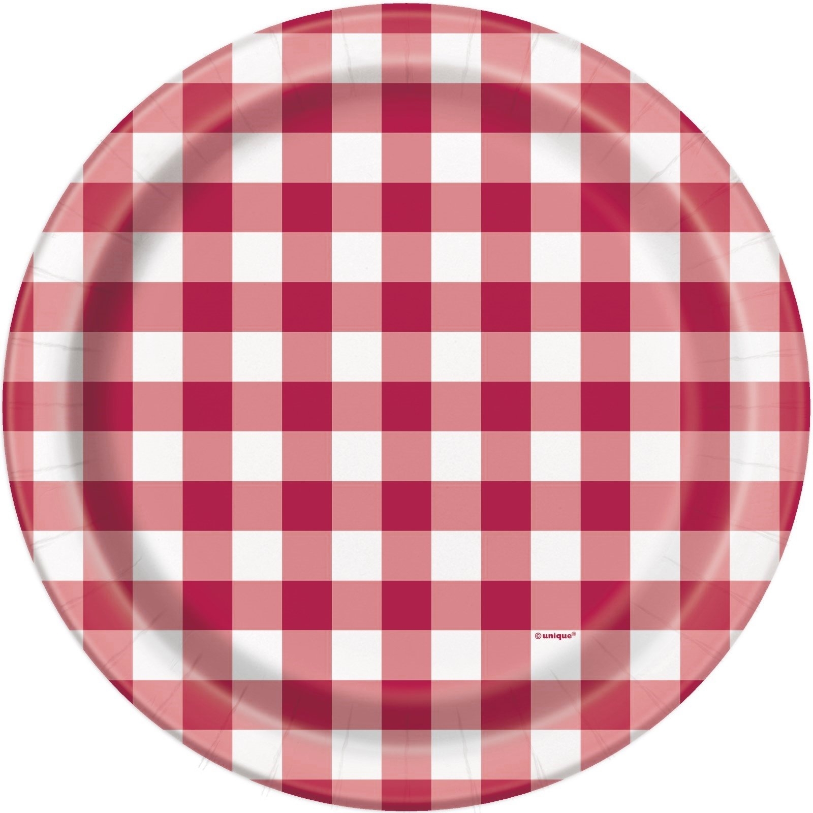 Red Gingham Large Paper Plates (Pack of 8)