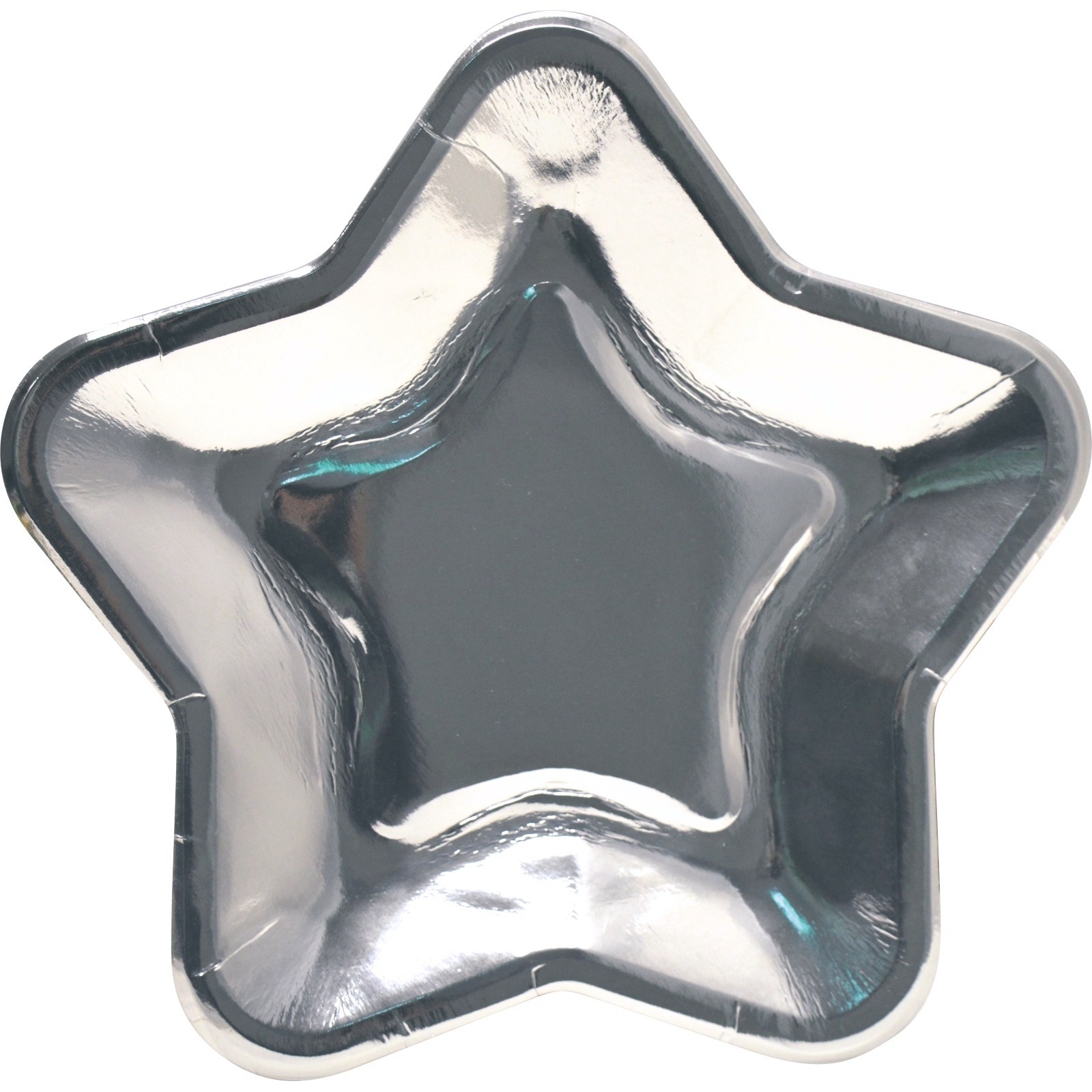 Silver Foil Star Shape Paper Plates (Pack of 8)