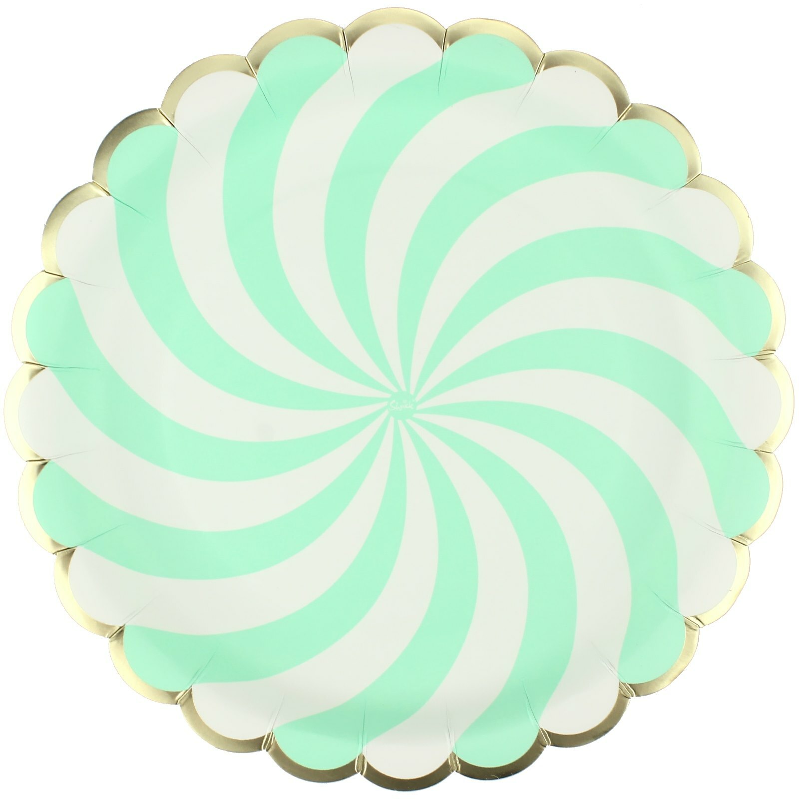  Pastel Mint and White Swirl Large Paper Plates (Pack of 12)