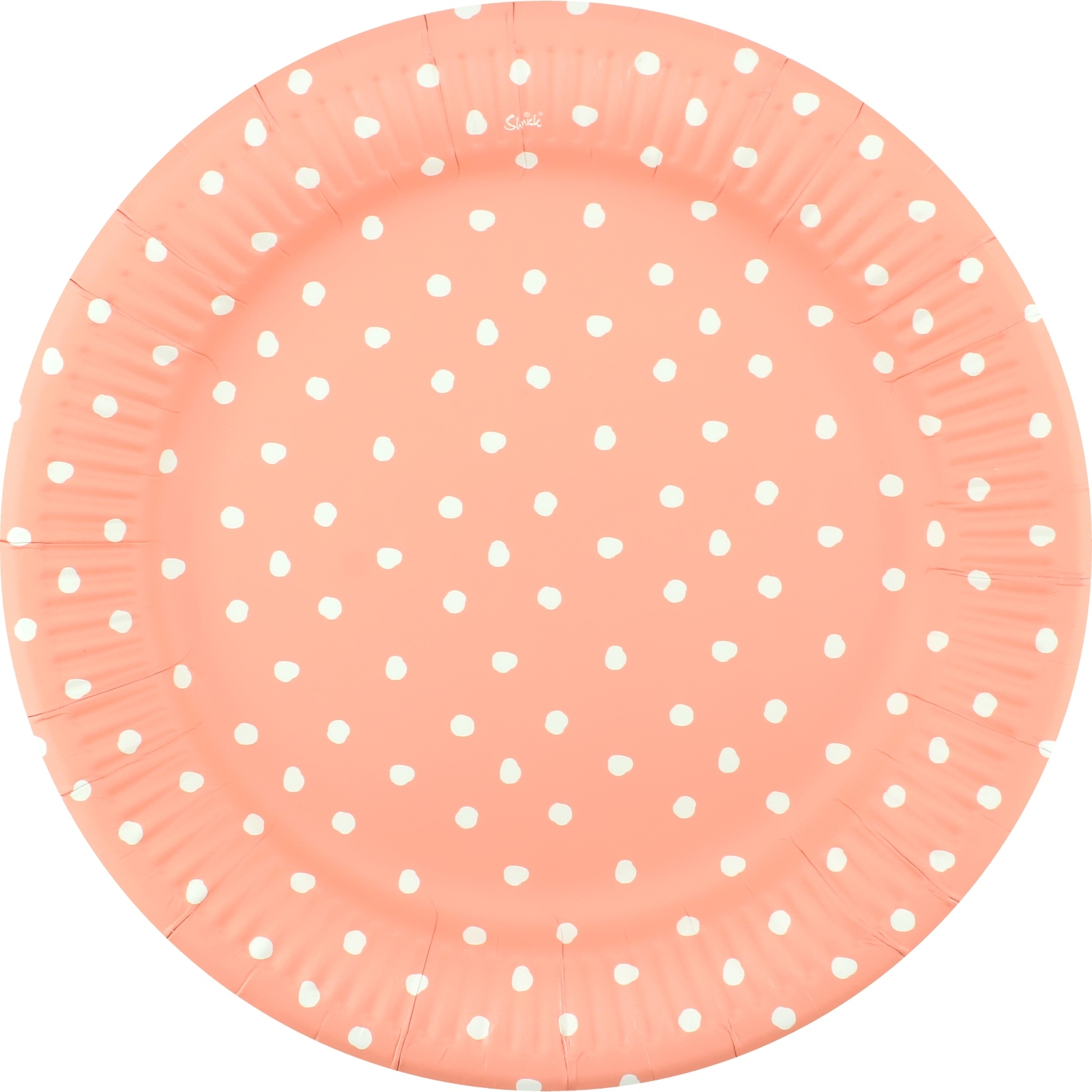 Pastel Coral and White Dot Large Paper Plates (Pack of 12)