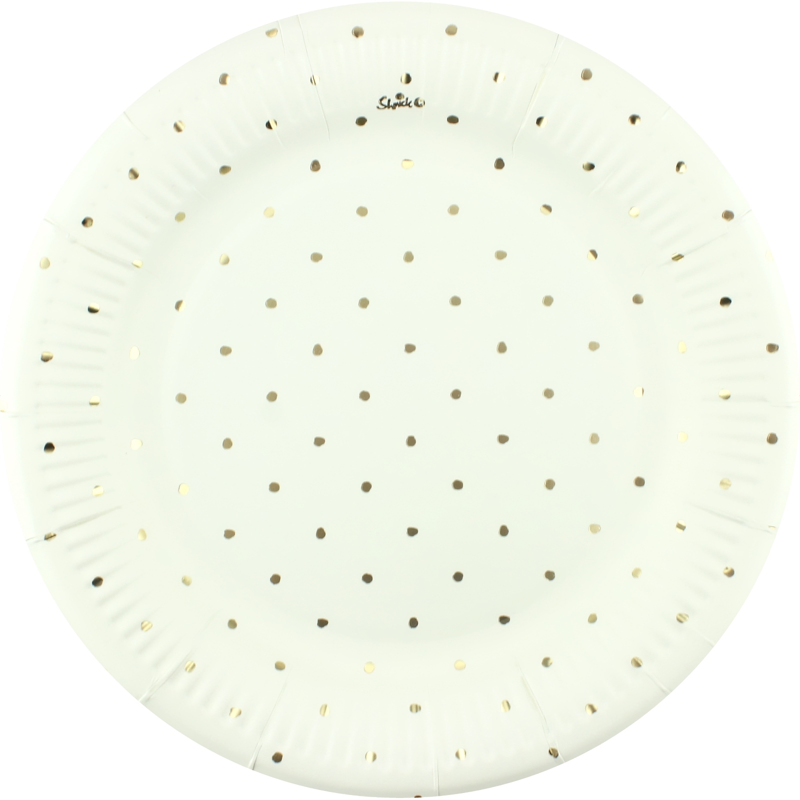 White and Gold Foil Dot Large Paper Plates (Pack of 12)