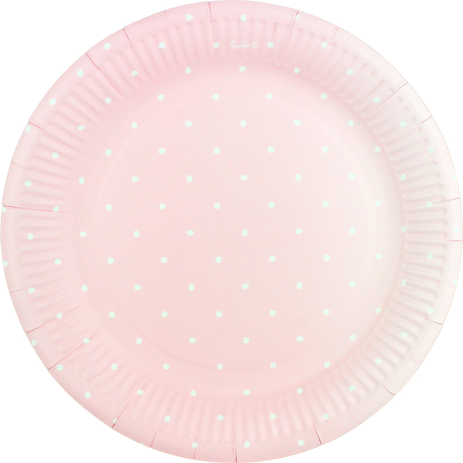 Pastel Pink and White Dot Large Paper Plates (Pack of 12)
