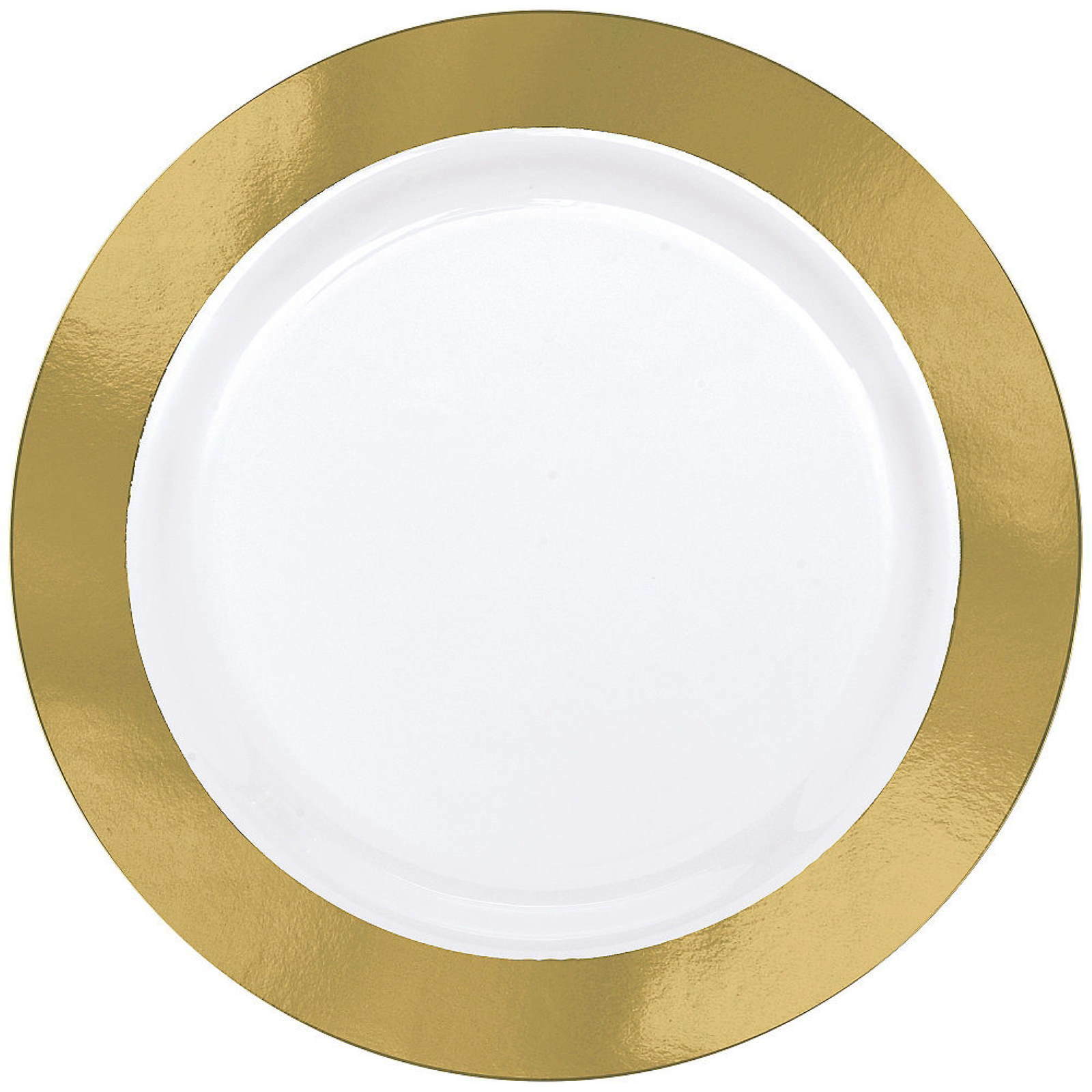 Gold Metallic Border Premium Large Plastic Plates (Pack of 10)