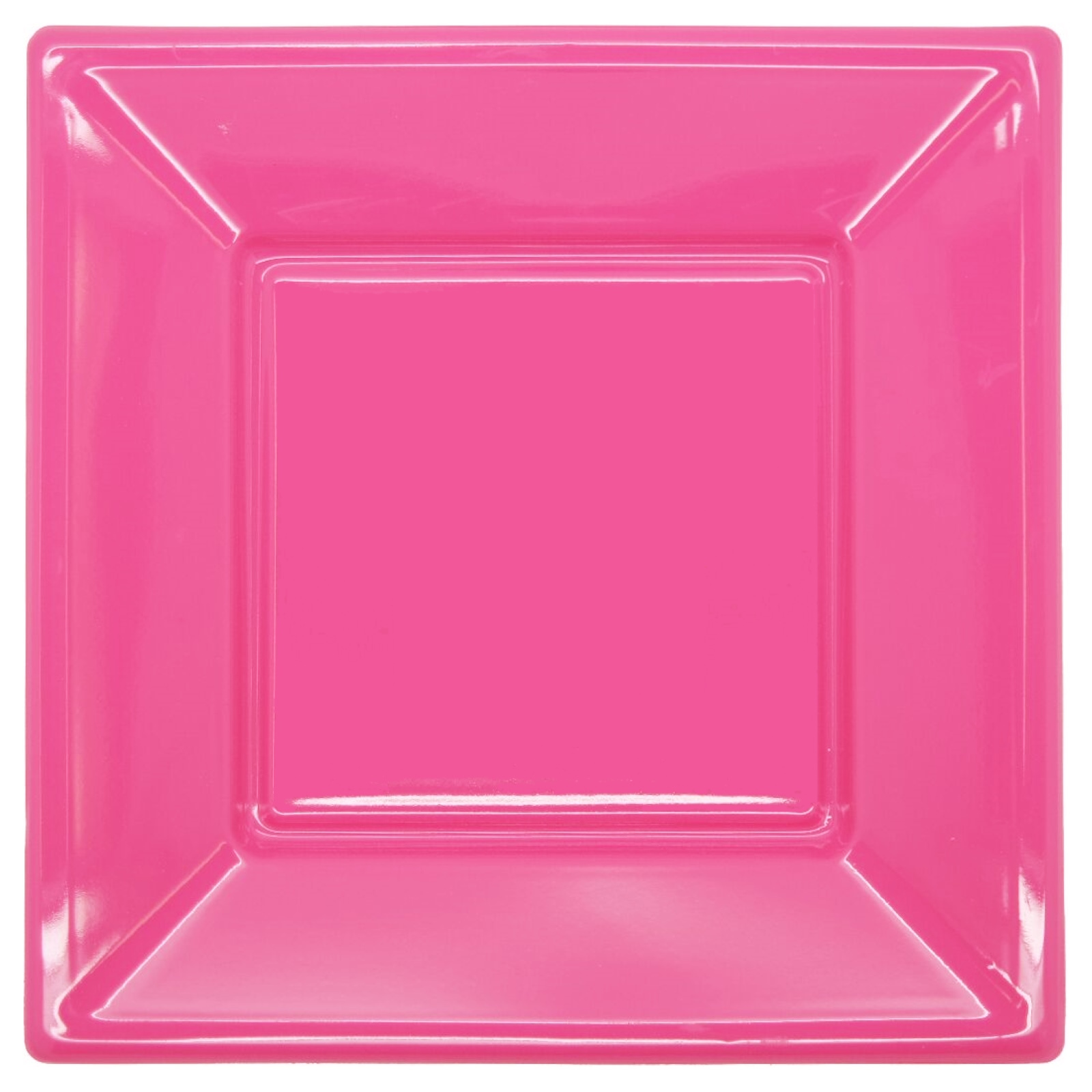 Hot Pink Large Square Plastic Plates (Pack of 5)