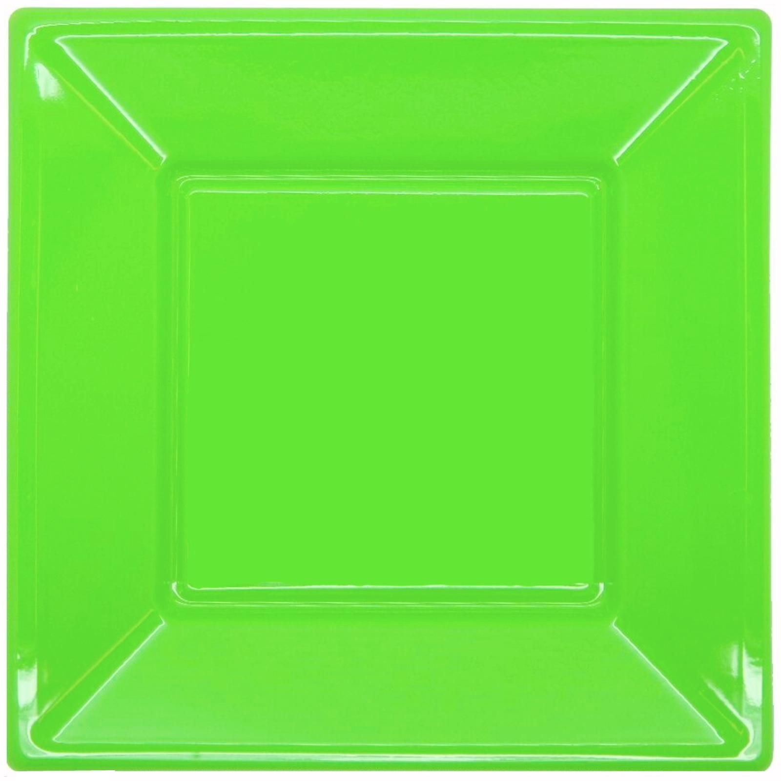 Lime Green Large Square Plastic Plates (Pack of 5)