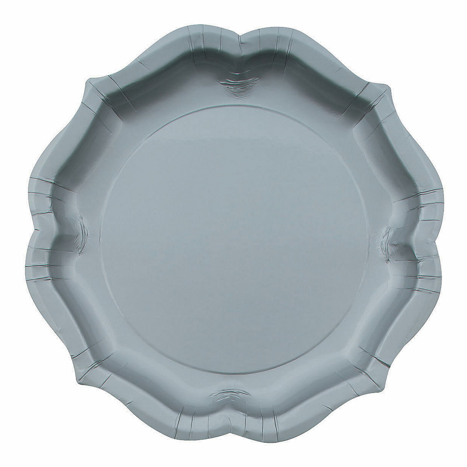 Silver Large Scalloped Paper Plates (Pack of 8)