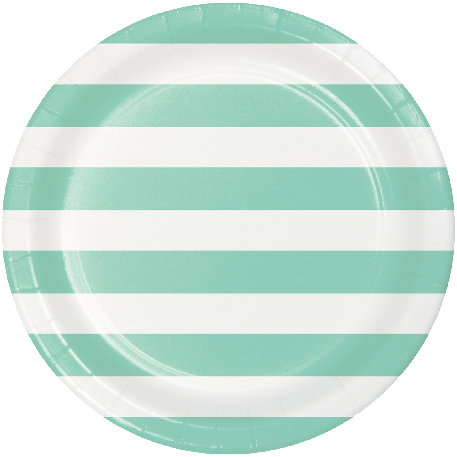Mint Green and White Striped Large Paper Plates (Pack of 8)
