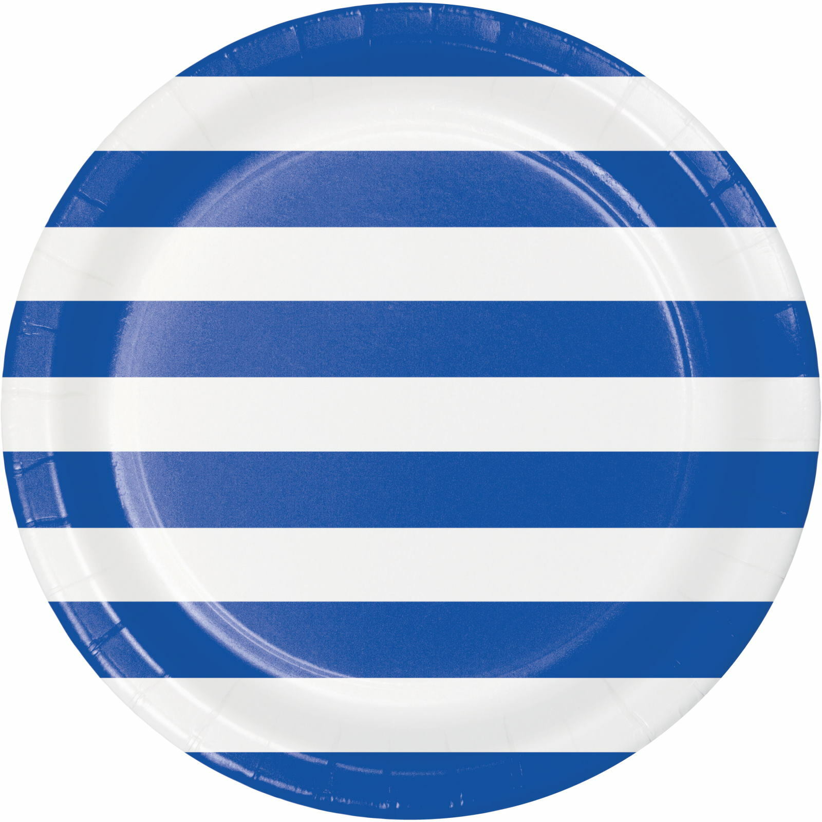 Blue and White Striped Large Paper Plates (Pack of 8)