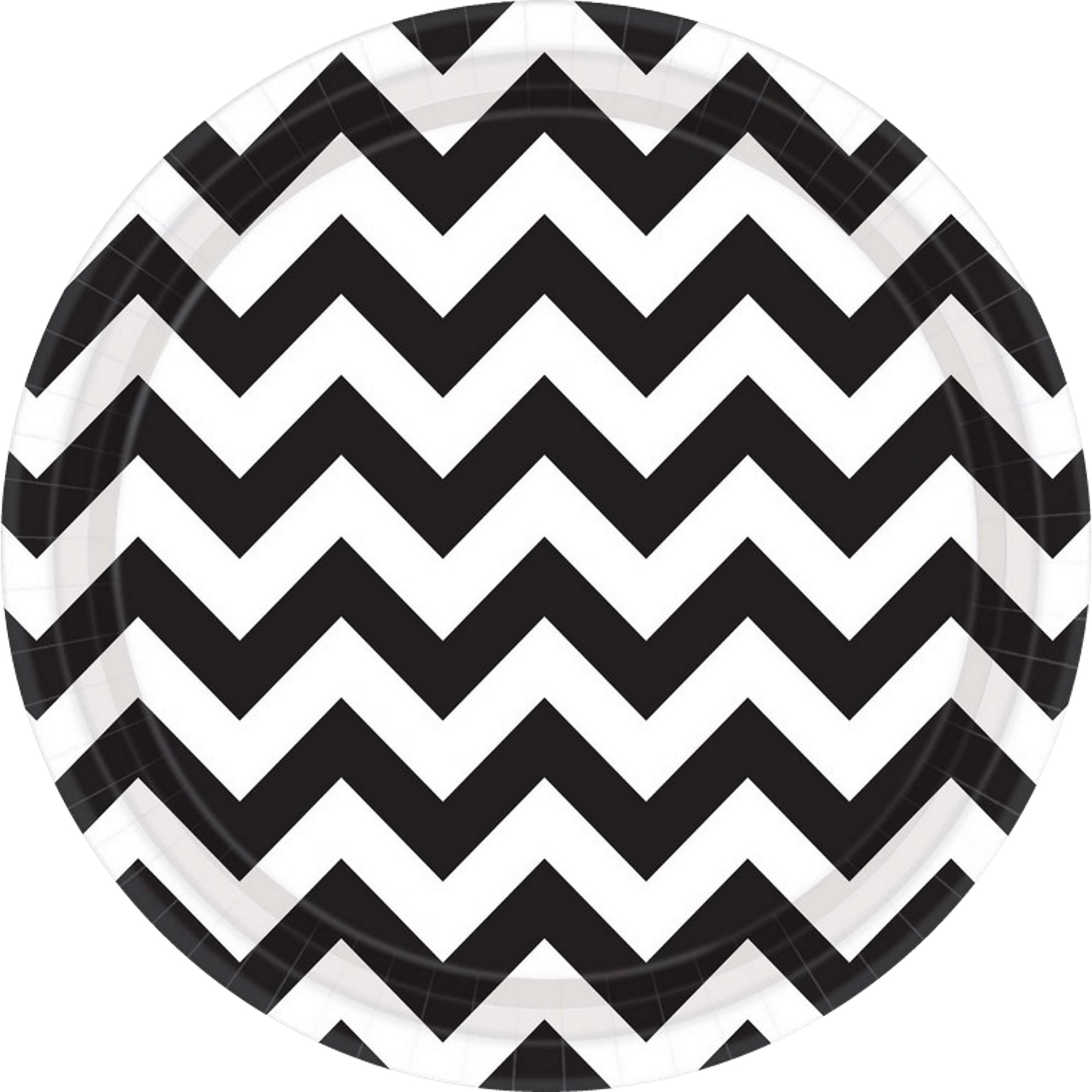 Black Chevron Round Paper Plates 23cm (Pack of 8)