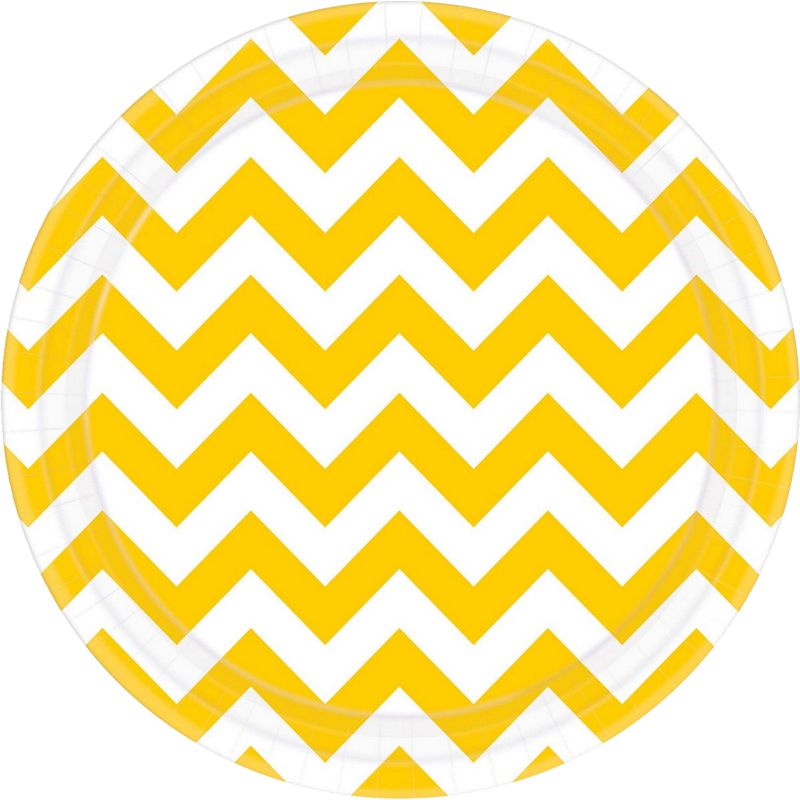Yellow Chevron Round Paper Plates 23cm (Pack of 8) 