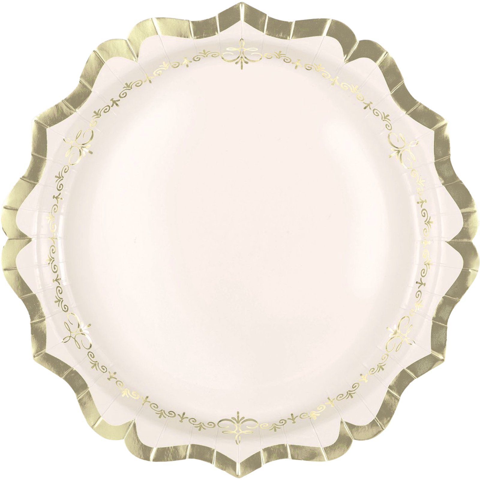 Golden Garden Party Macaron Pink Large Paper Plates (Pack of 8)