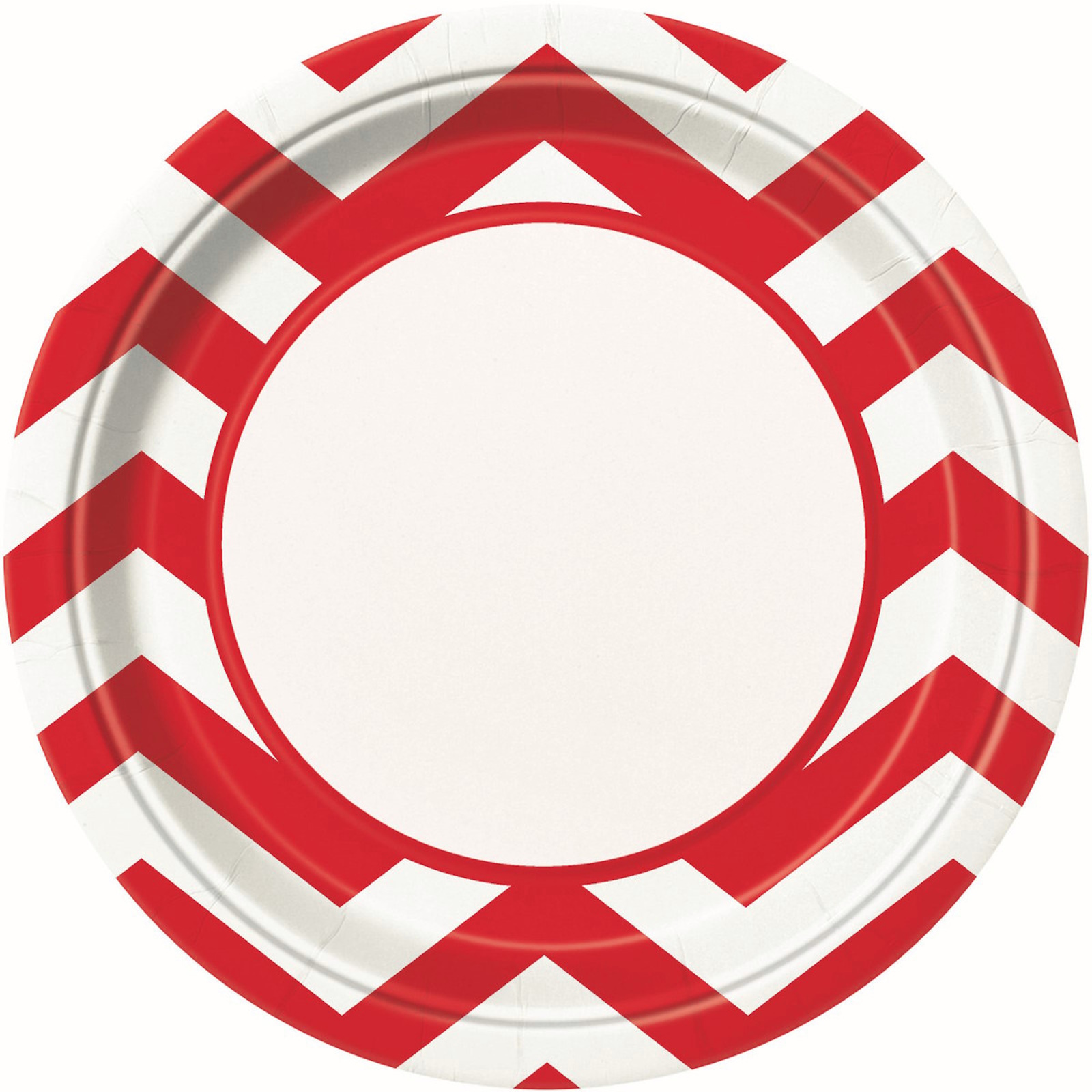Ruby Red Chevron Large Paper Plates (Pack of 8)