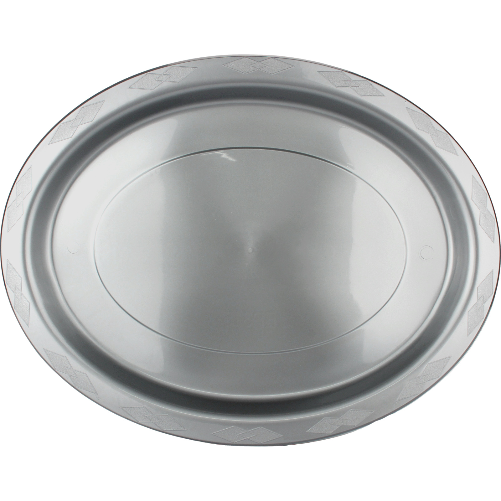 Silver Plastic Reusable Oval Plates 31.5cm (Pack of 20)