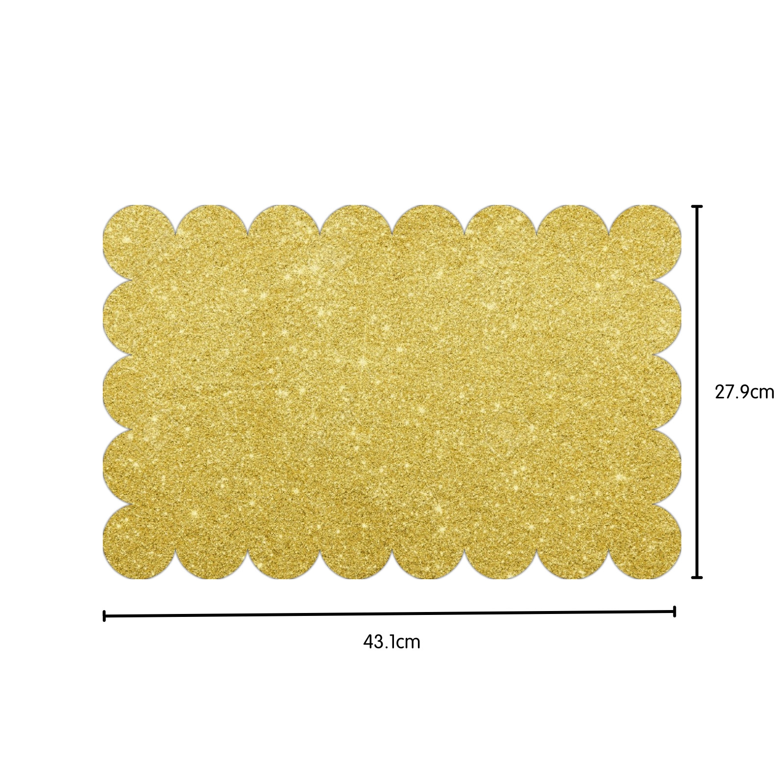 Gold Glitter Scalloped Plastic Placemats (Pack of 8) Gold Party