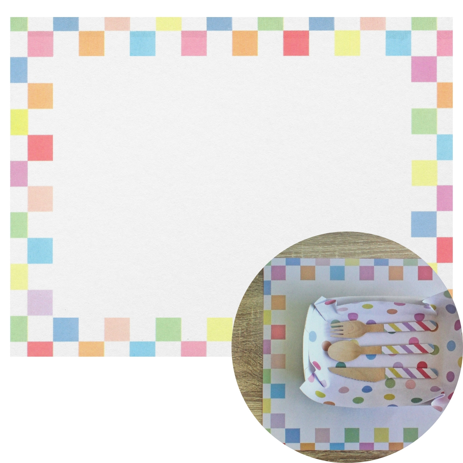 Pastel and White Paper Placemats (Pack of 8)