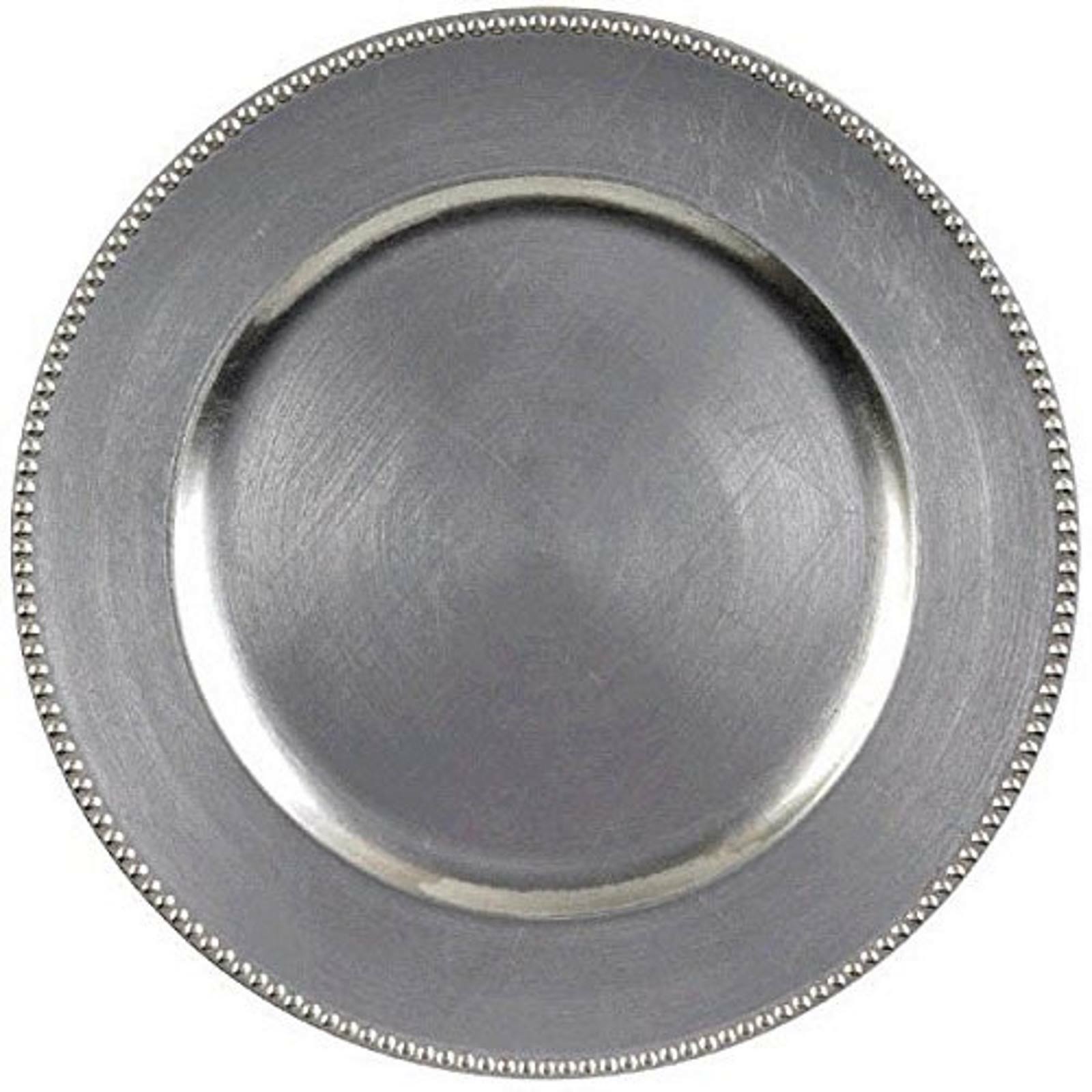 Metallic Silver Round Plastic Serving Platter