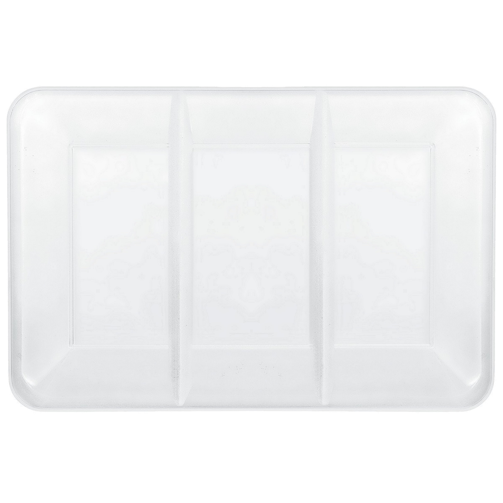 Clear Plastic Three Section Rectangular Platter 36cm