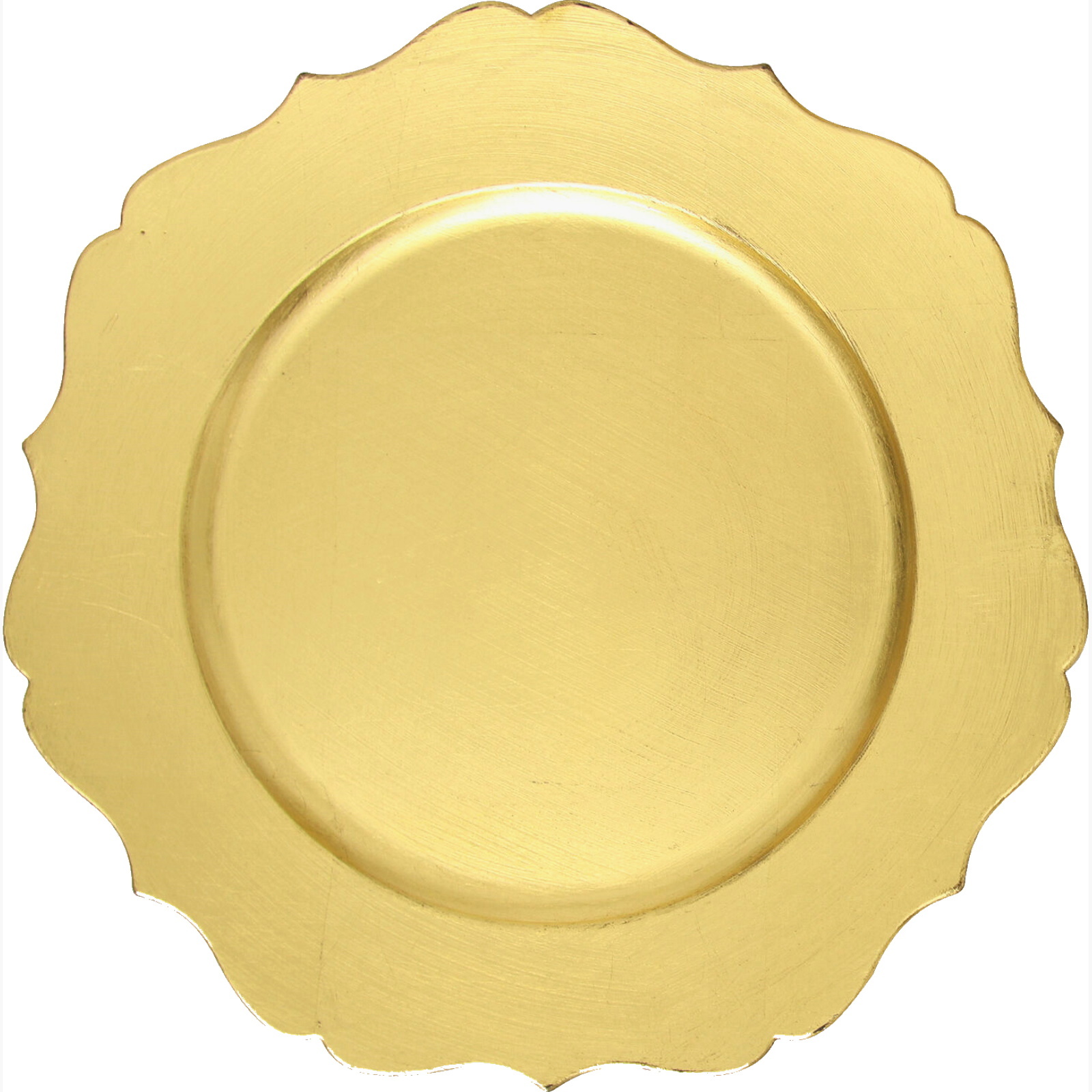 Metallic Gold Round Scallop Edge Plastic Serving Platter