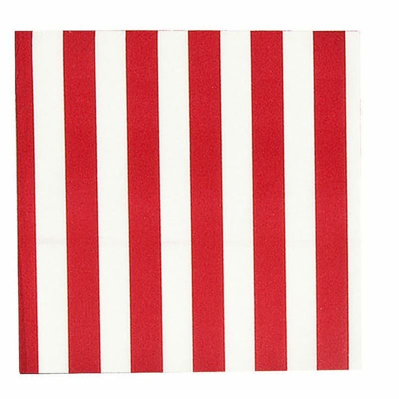Red and White Stripe Small Napkins / Serviettes (Pack of 16)