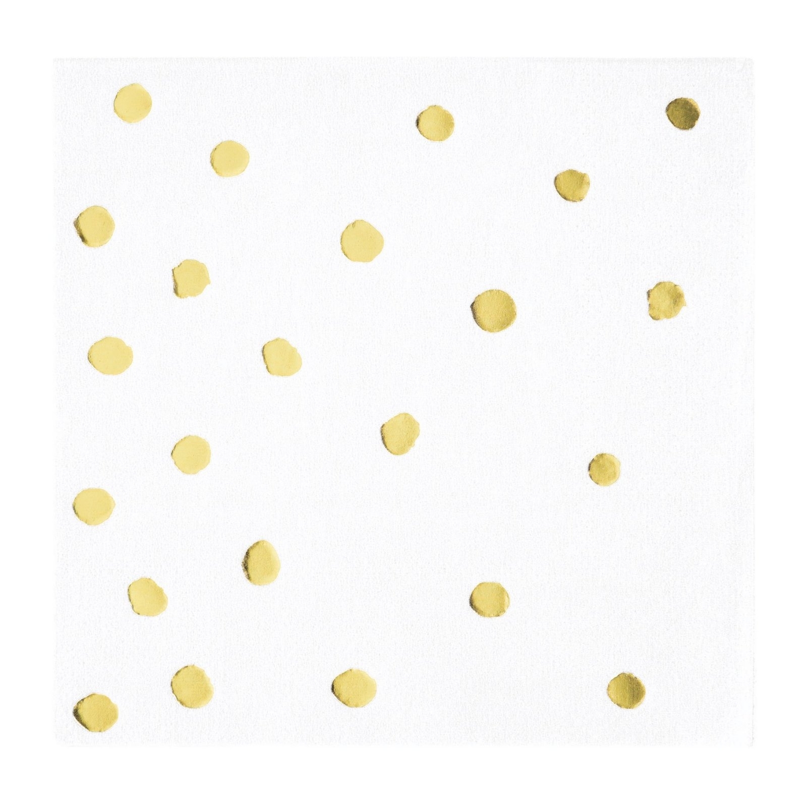 White and Gold Foil Confetti Dots Small Napkins (Pack of 16)