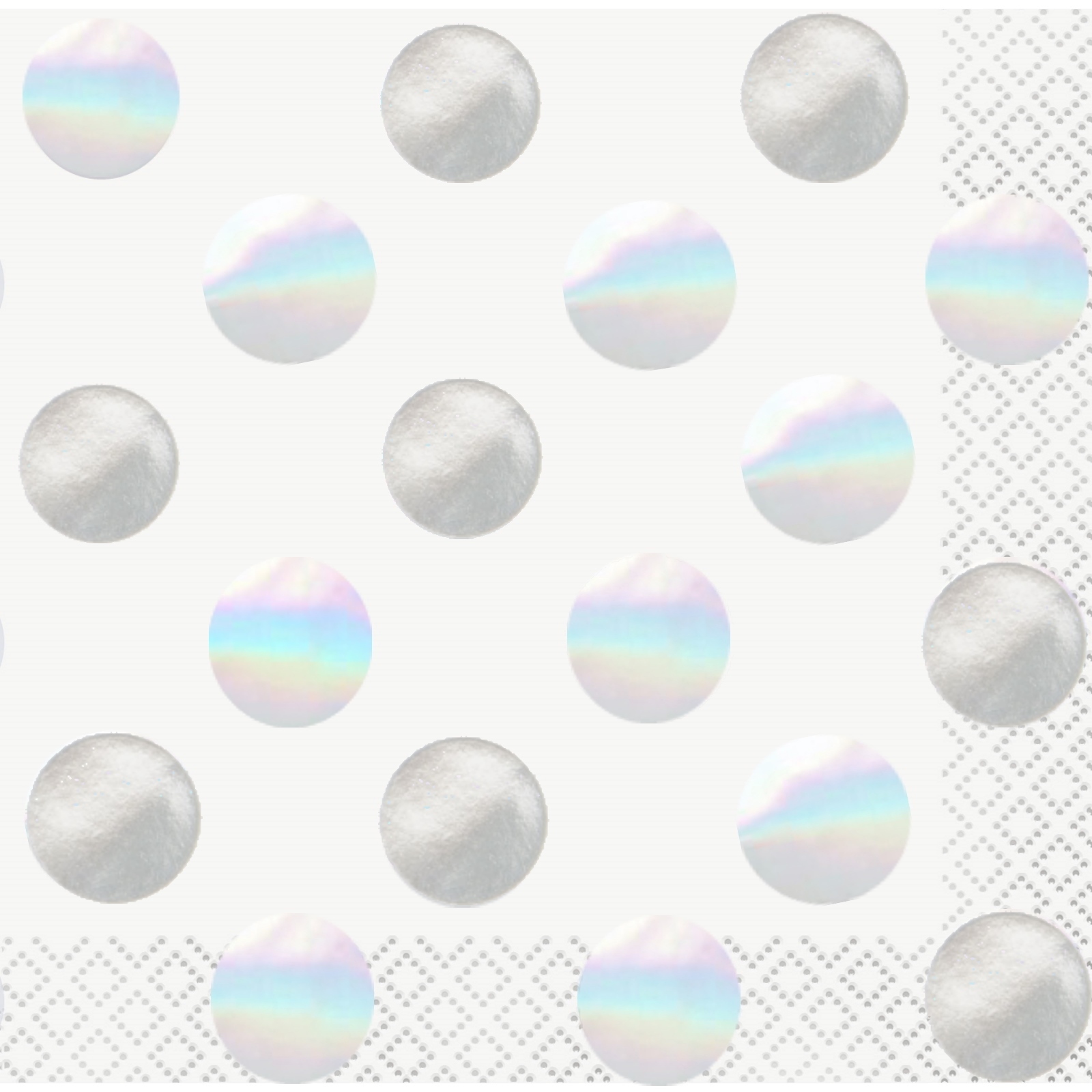 Silver Iridescent Foil Dots Small Napkins / Serviettes (Pack of 16)