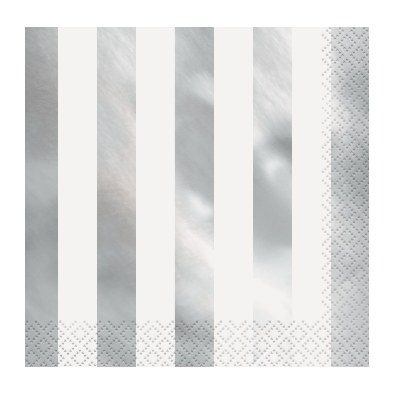 Silver Foil Striped Small Napkins (Pack of 16)