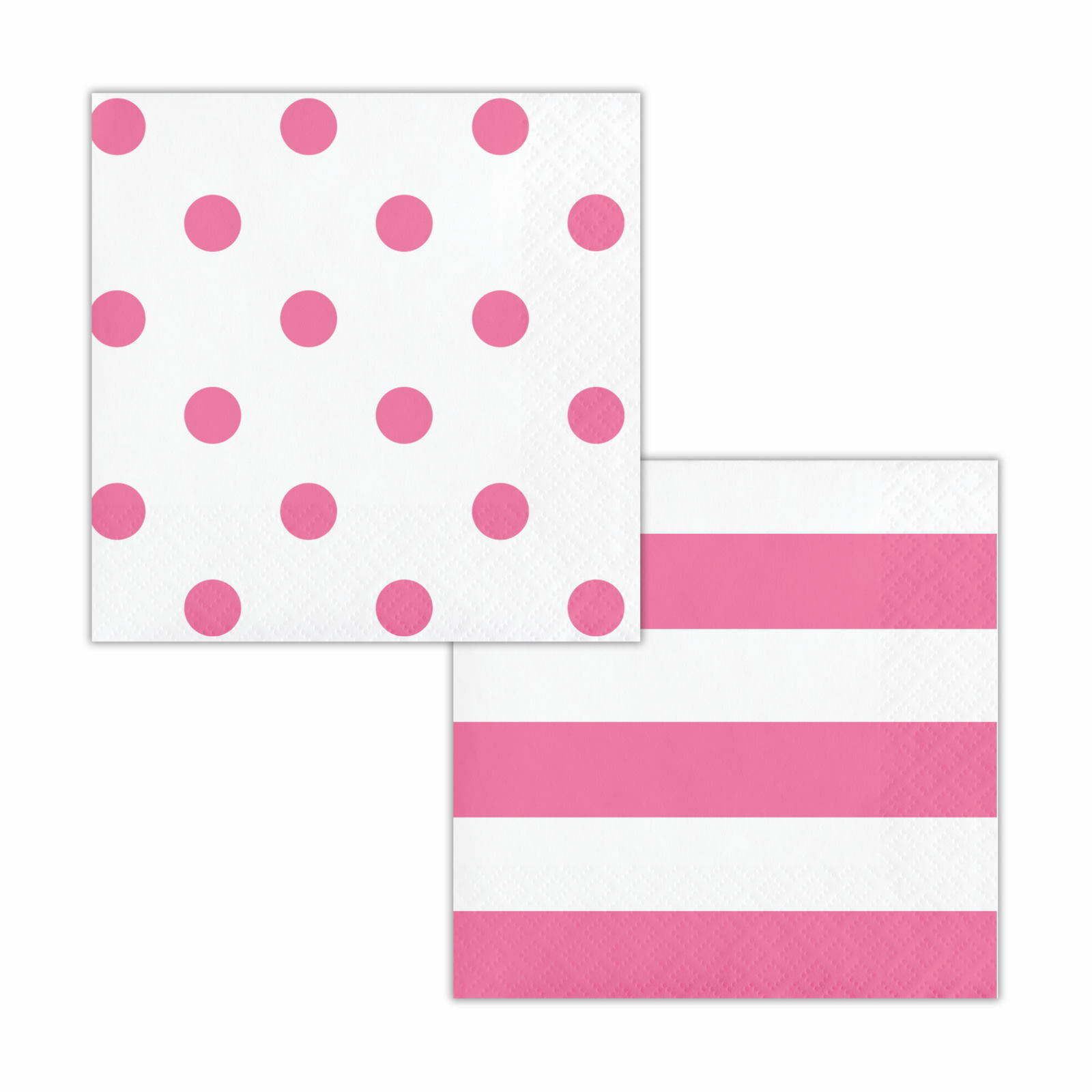 Hot Pink Polka Dot and Striped Small Napkins / Serviettes (Pack of 16)